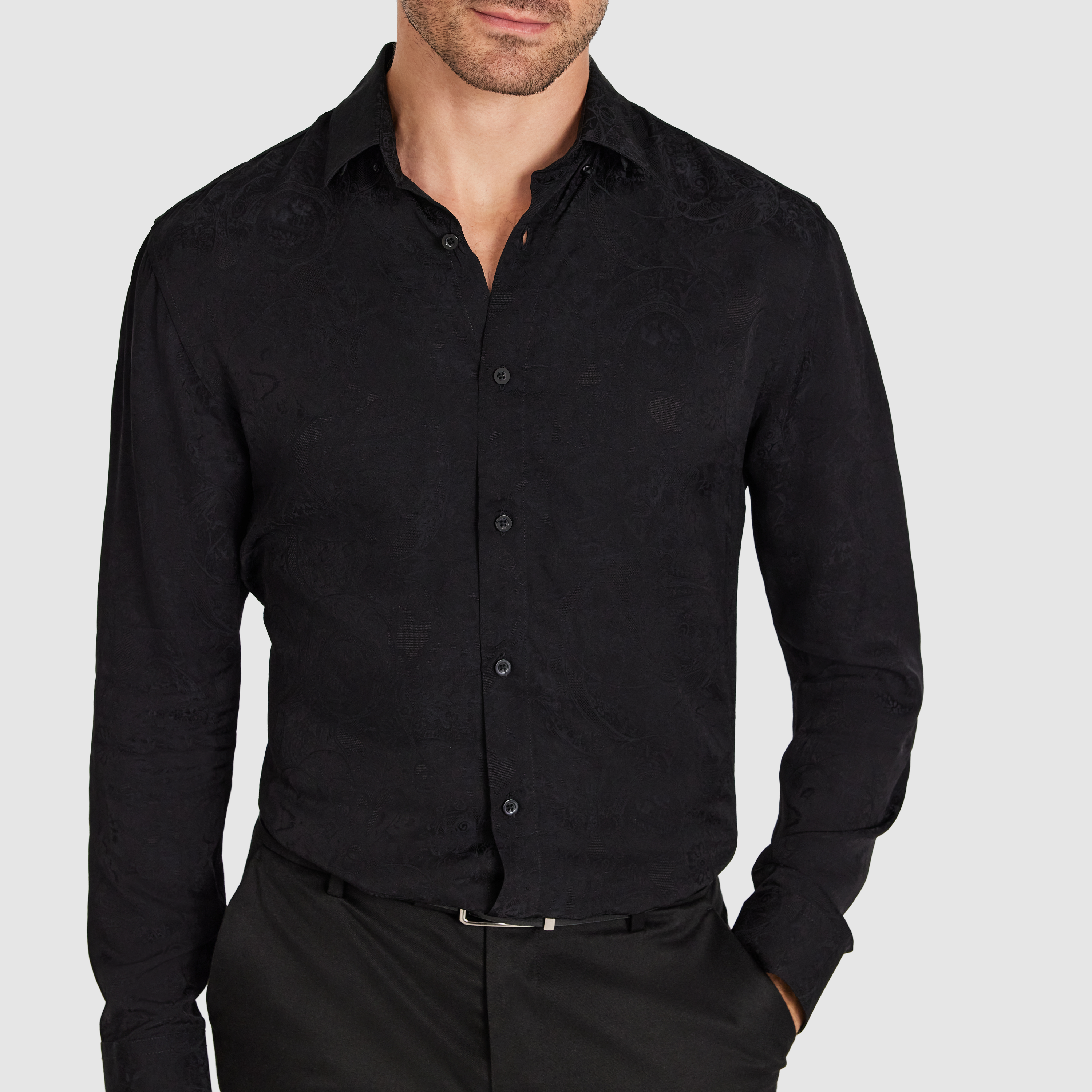 Black Vegas Viscose Paisley Shirt