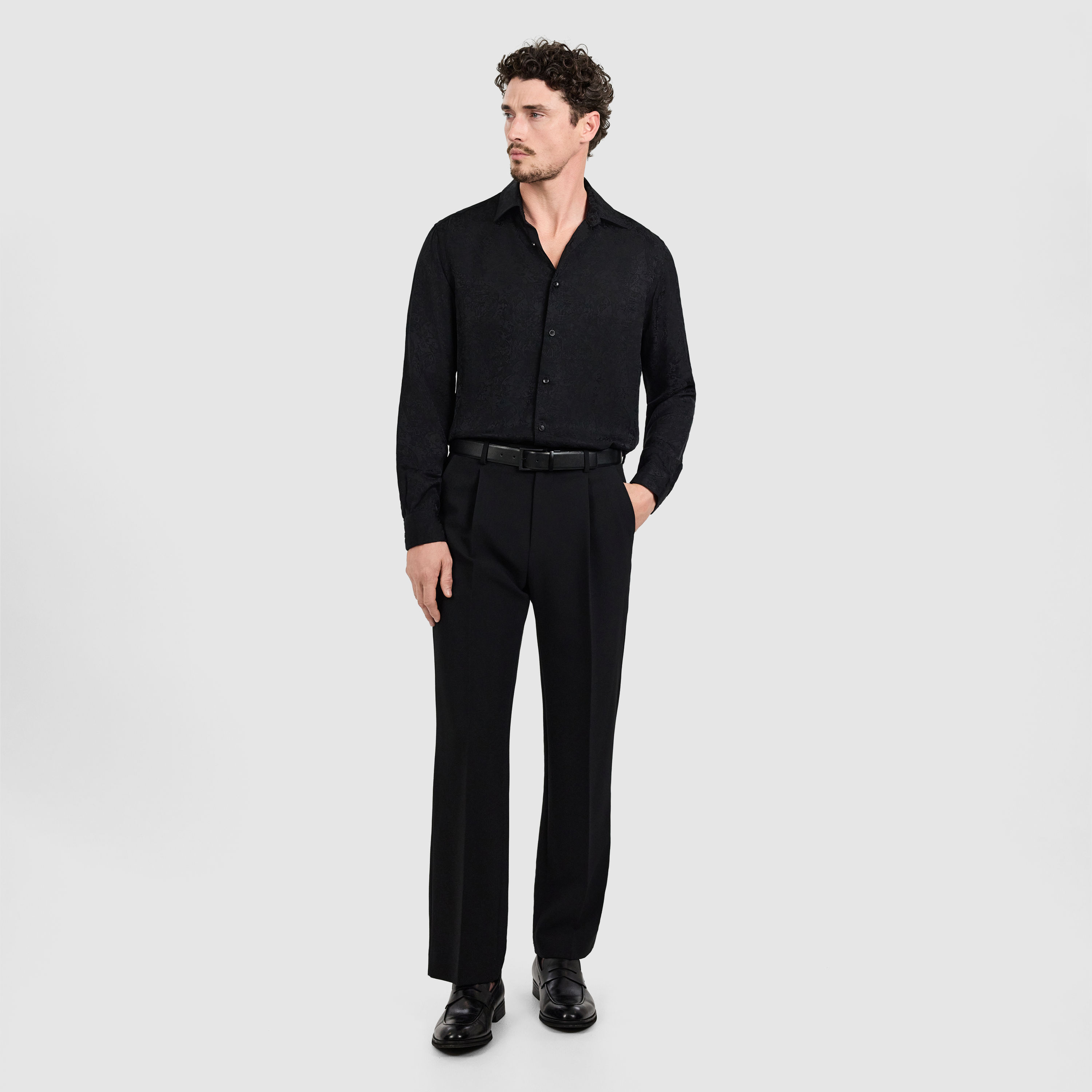 Black Vegas Viscose Paisley Shirt