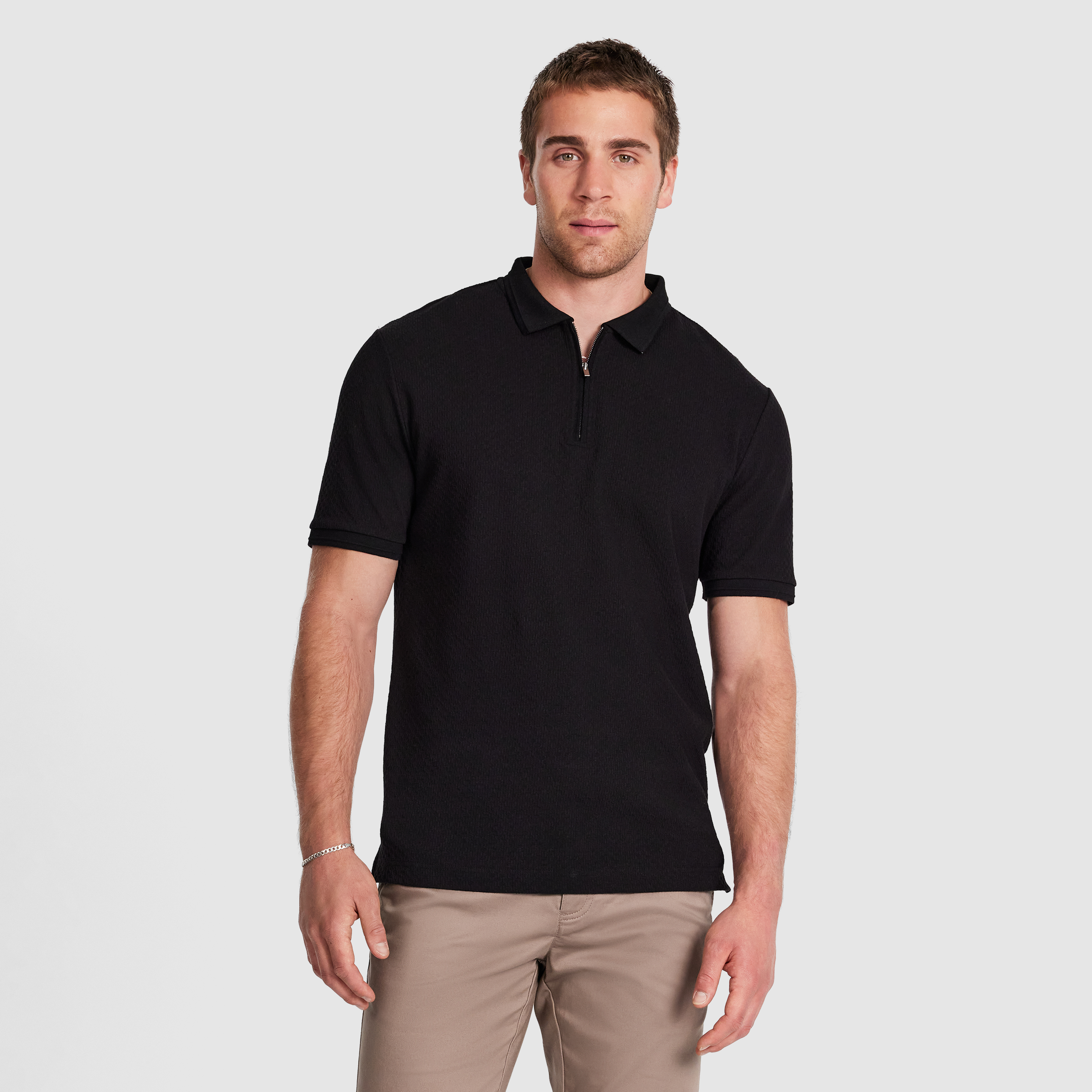 Leni Textured Zip Polo