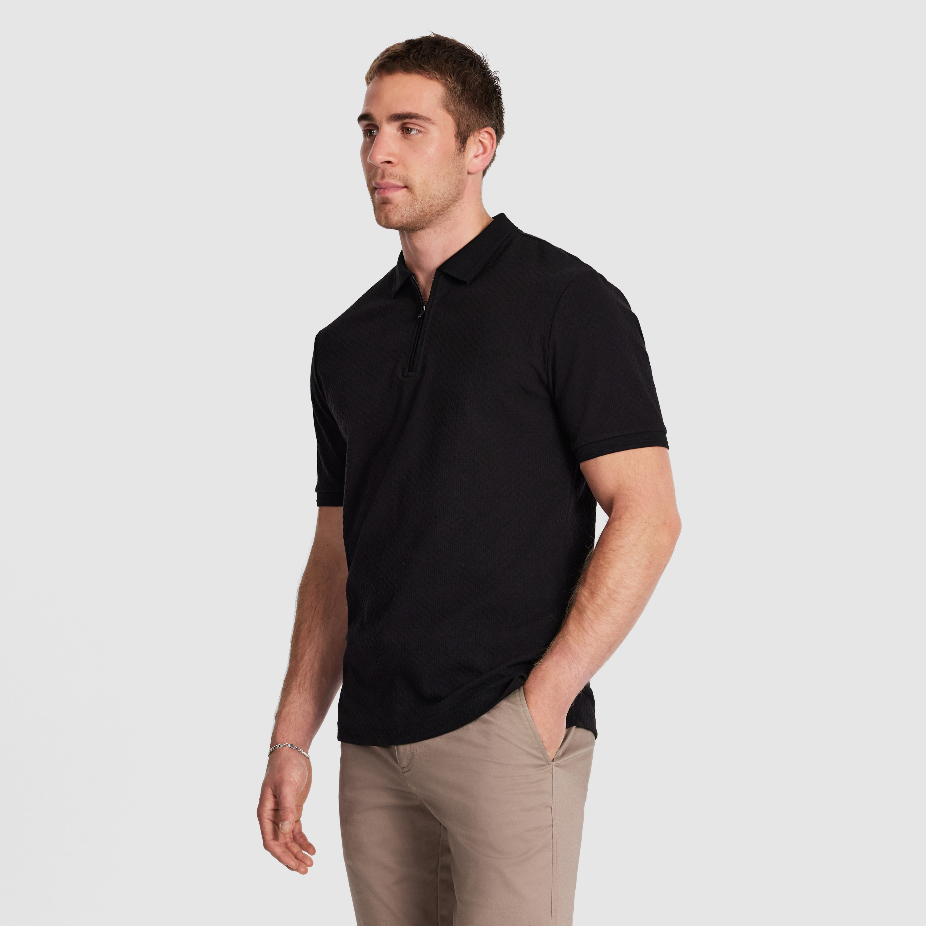 Leni Textured Zip Polo