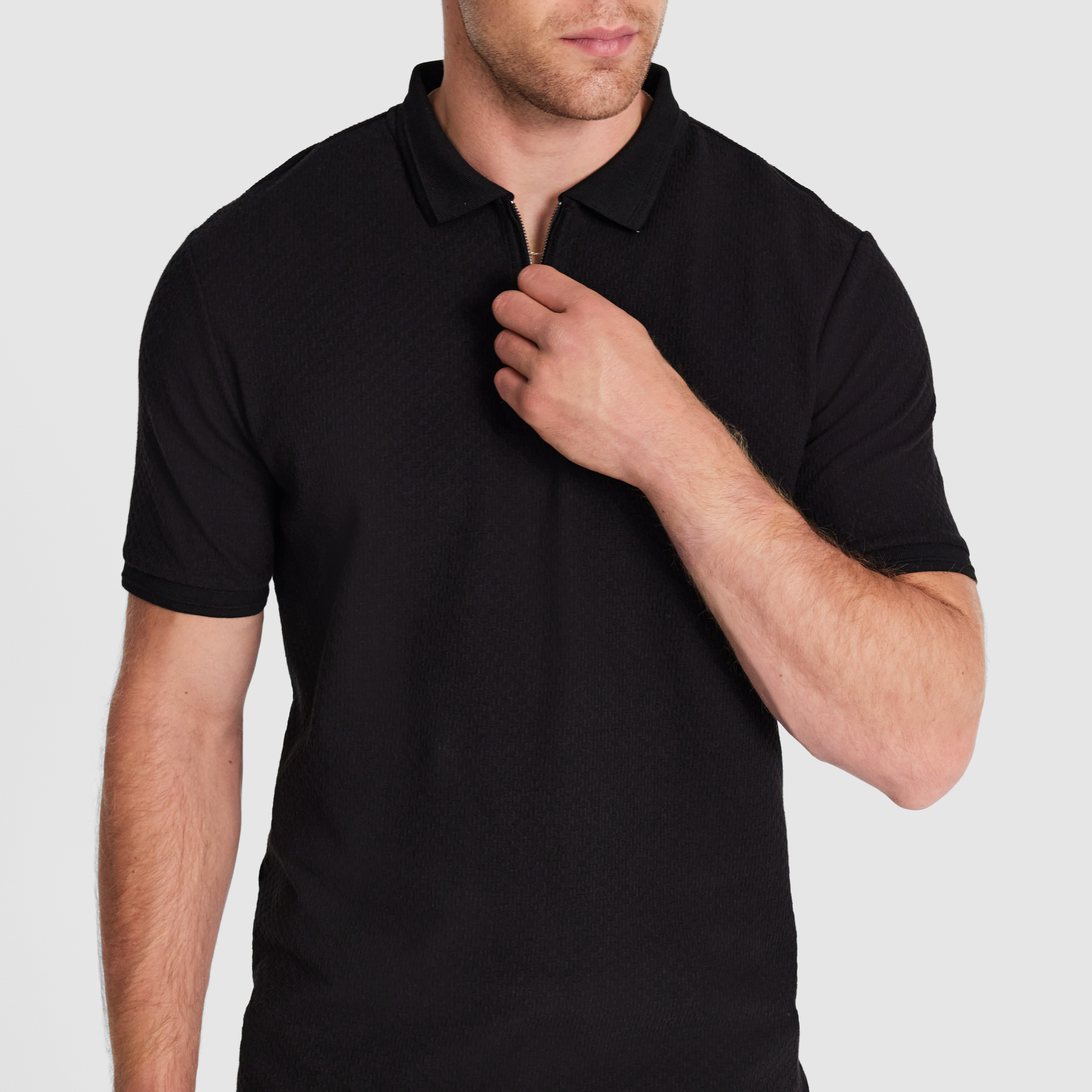 Leni Textured Zip Polo