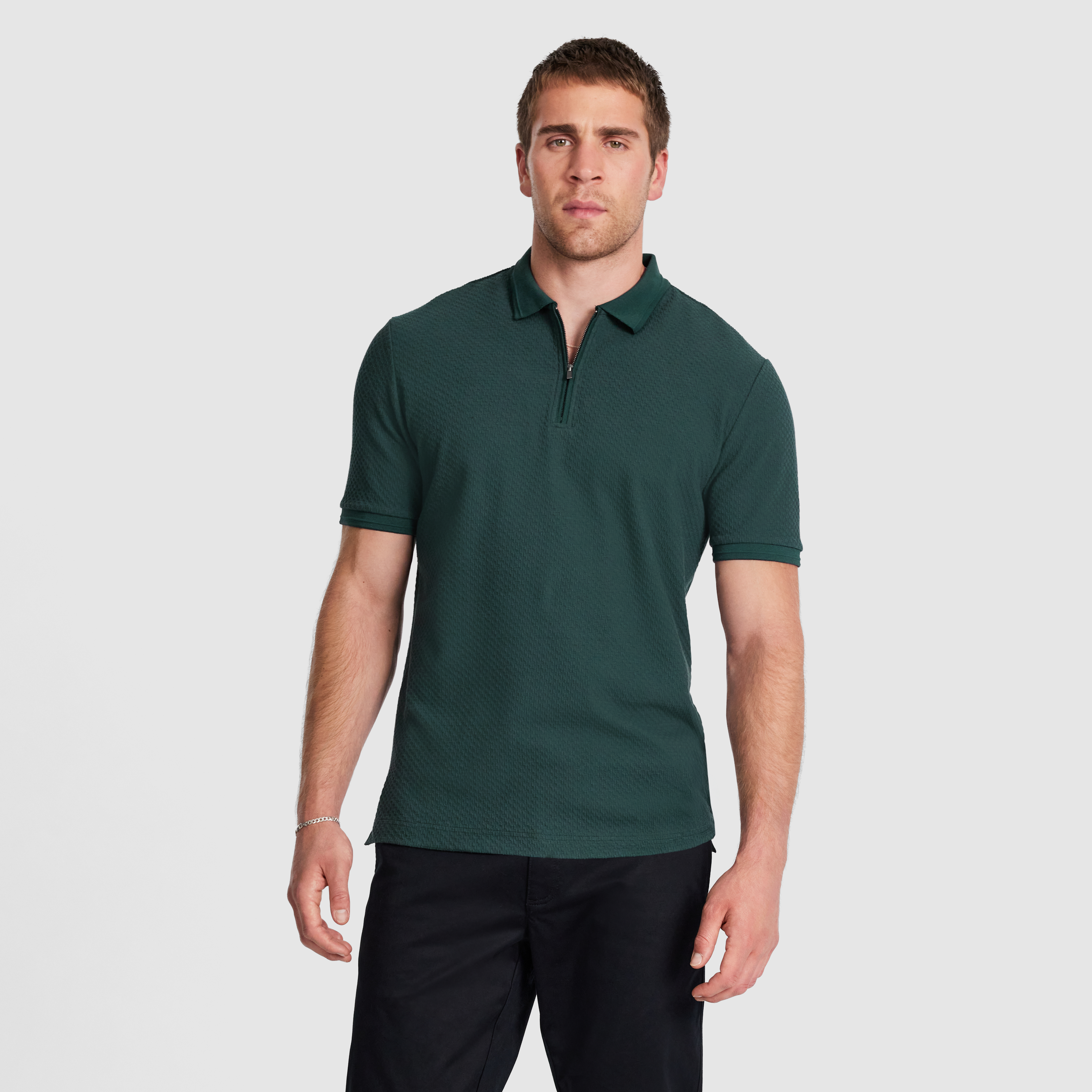 Leni Textured Zip Polo