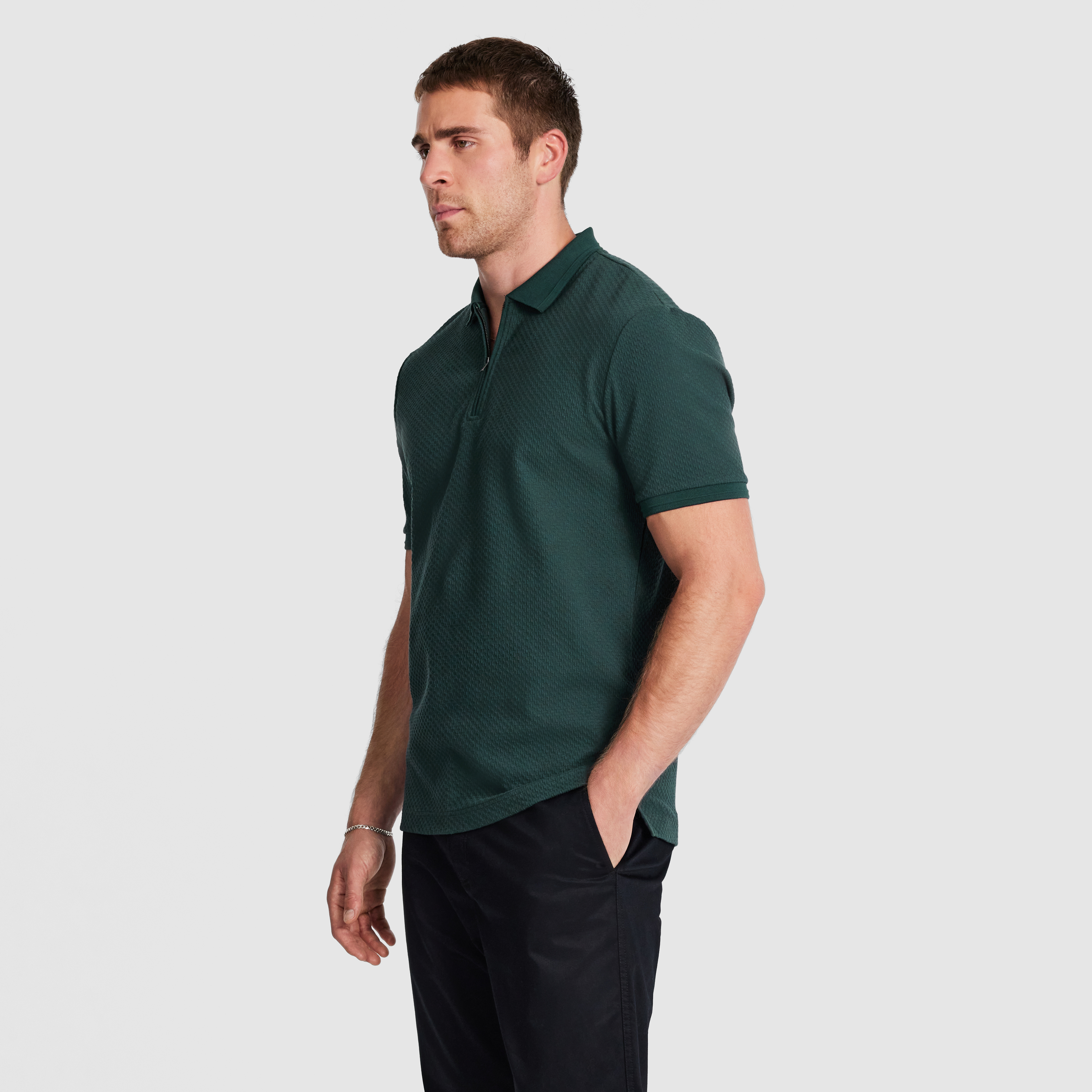 Leni Textured Zip Polo