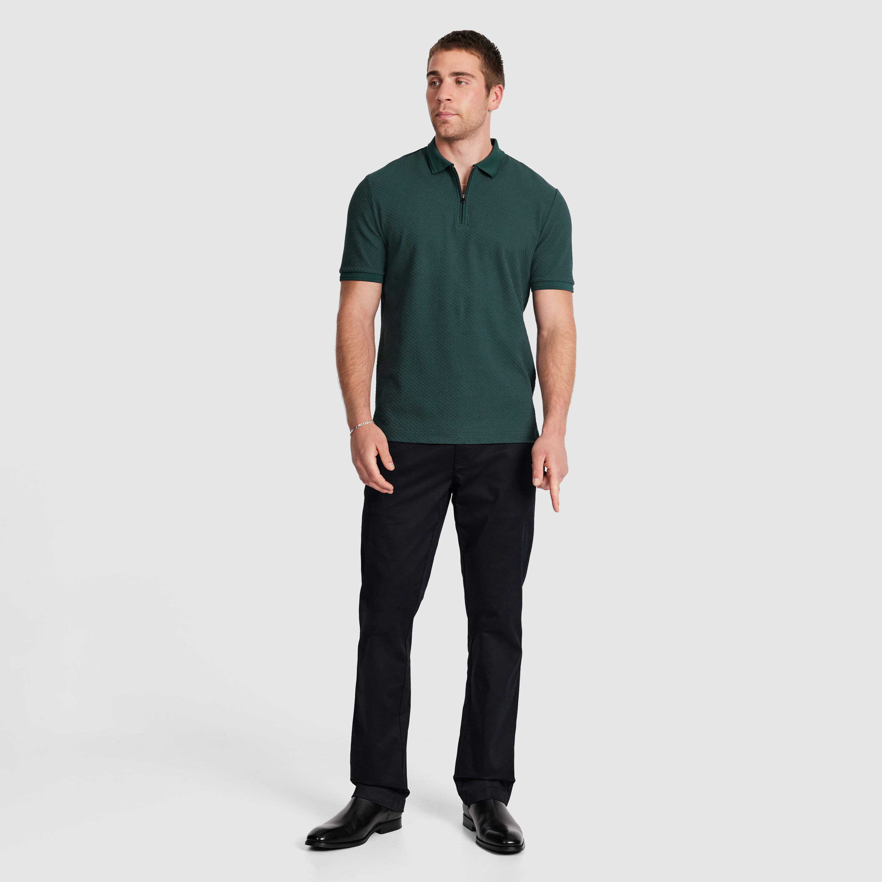 Leni Textured Zip Polo