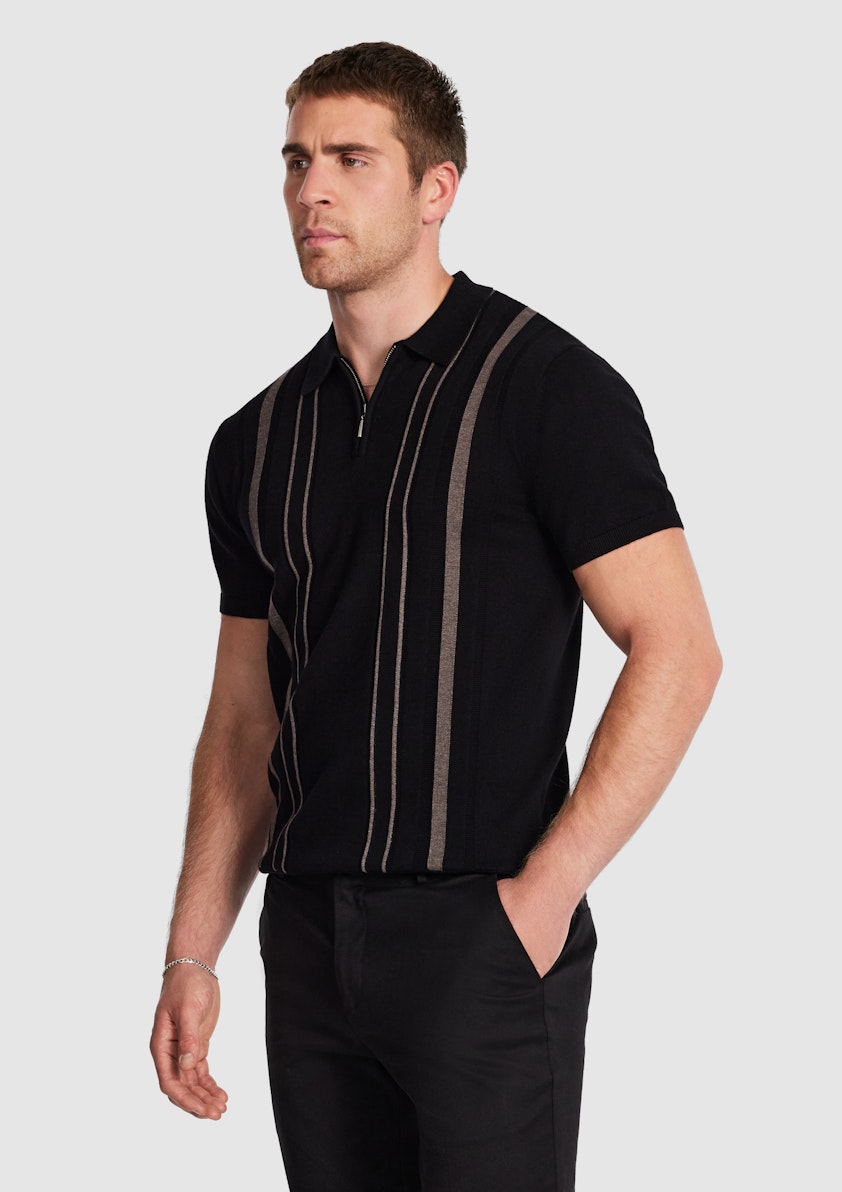 Luiz Stripe Zip Knit Polo