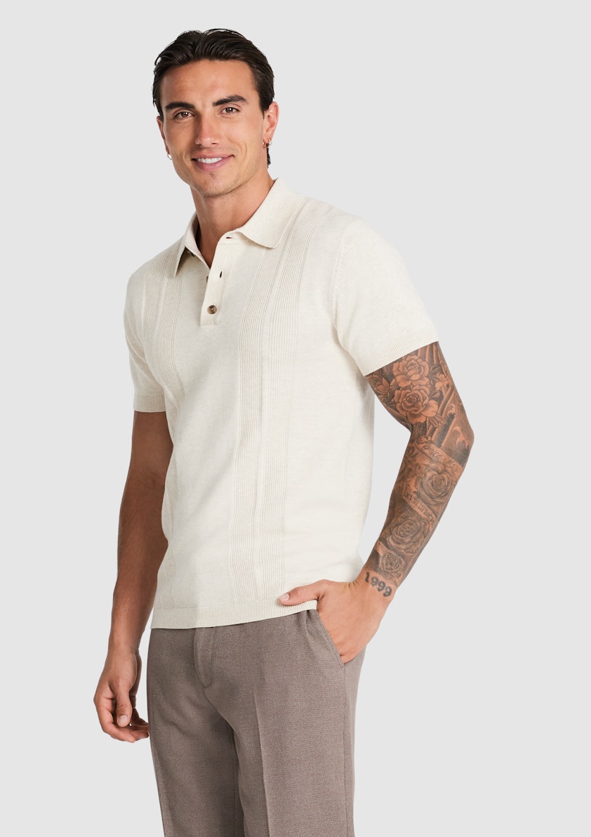 Oatmeal Karim Knit Polo