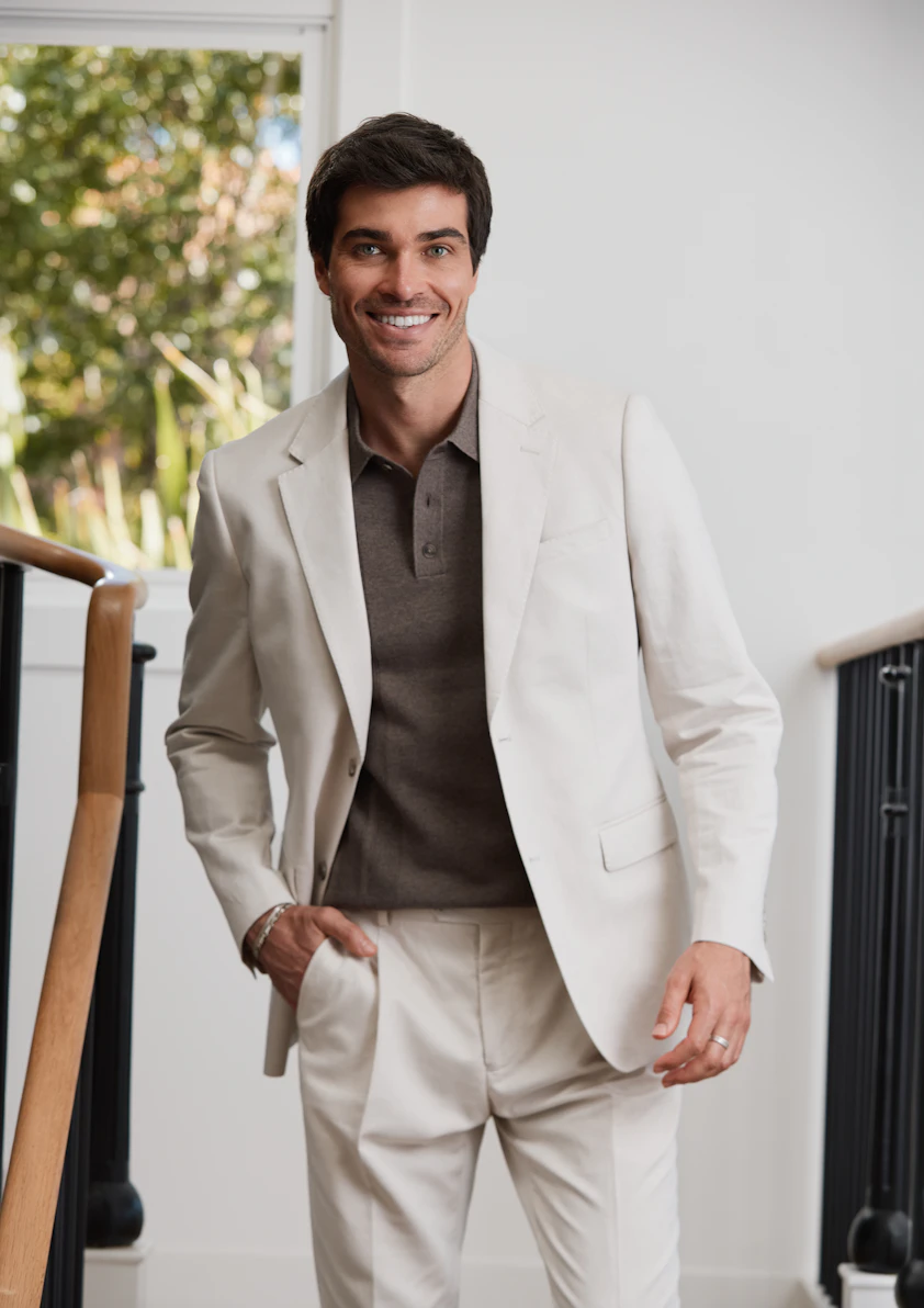 Natural Jaeden Slim Linen Suit Jacket