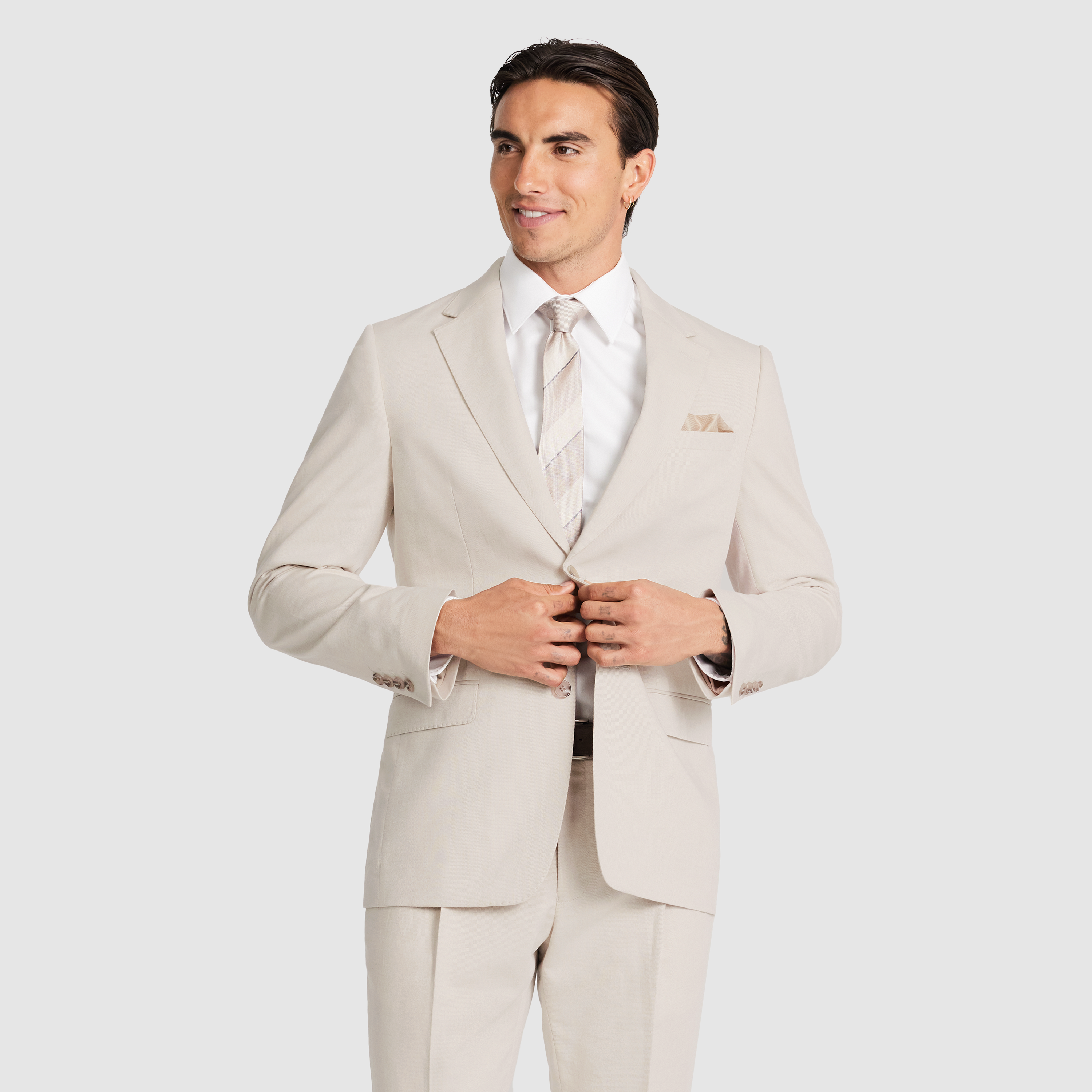  Natural Jaeden Slim Linen Suit