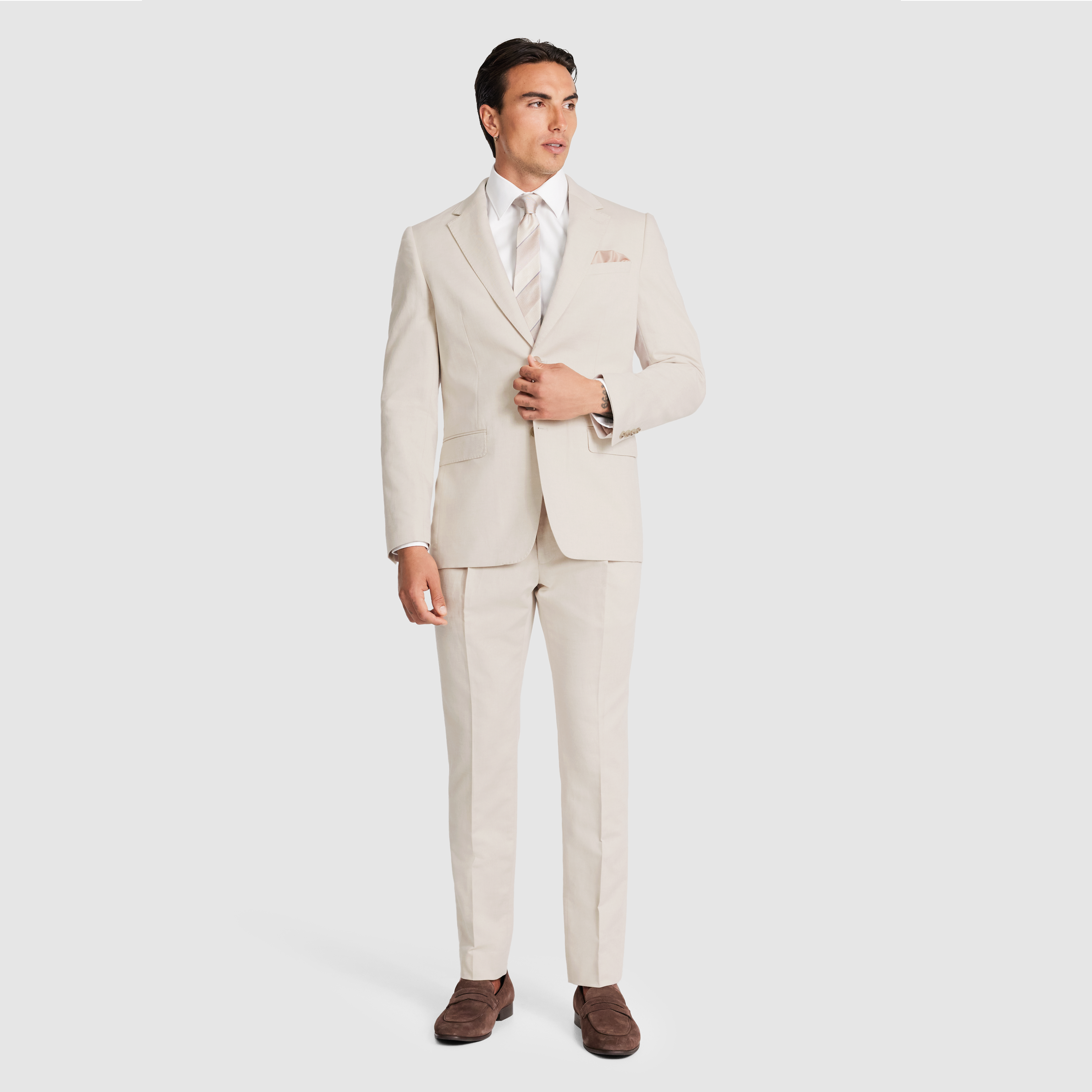 Natural Jaeden Slim Linen Suit