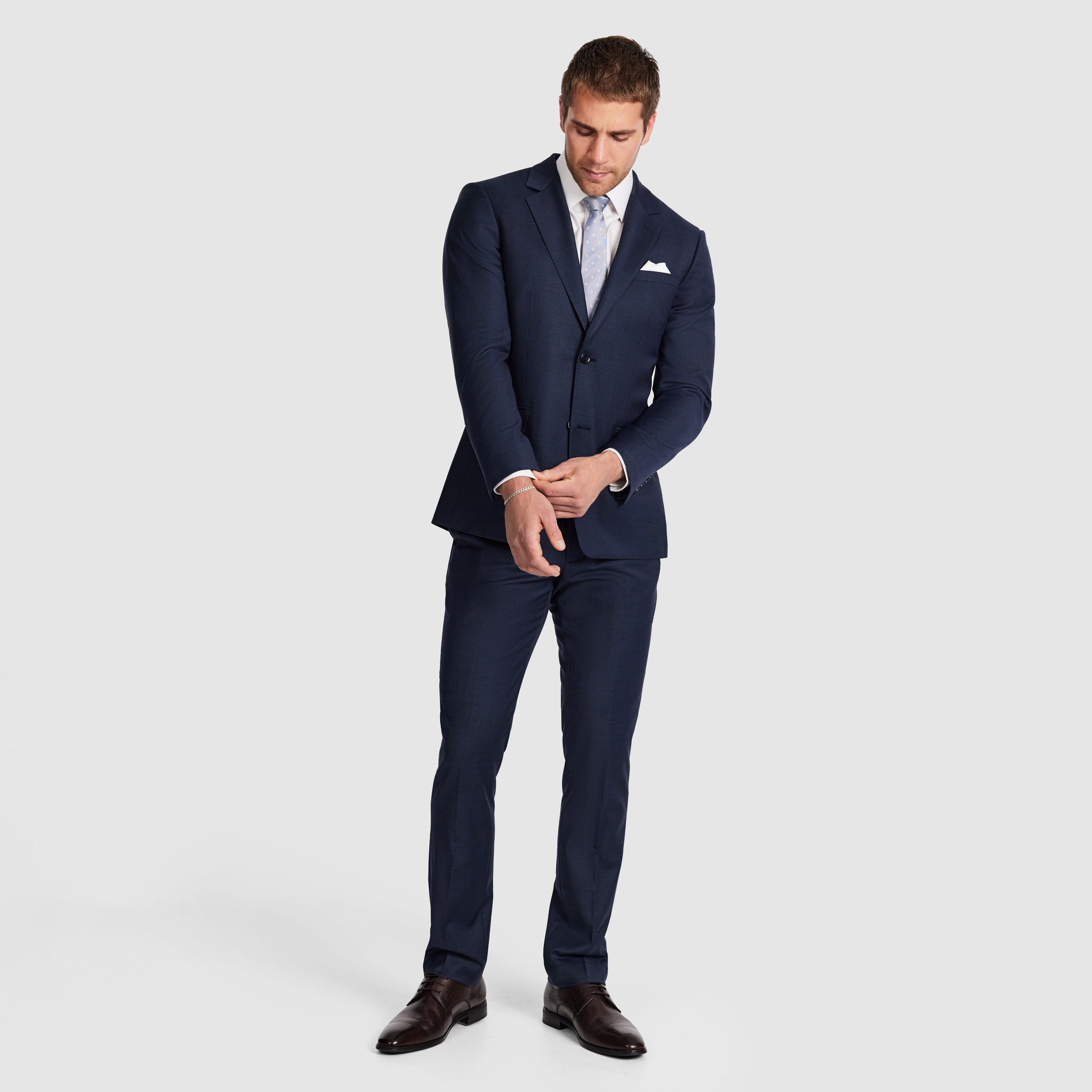 Navy Ty Slim Check Wool Suit