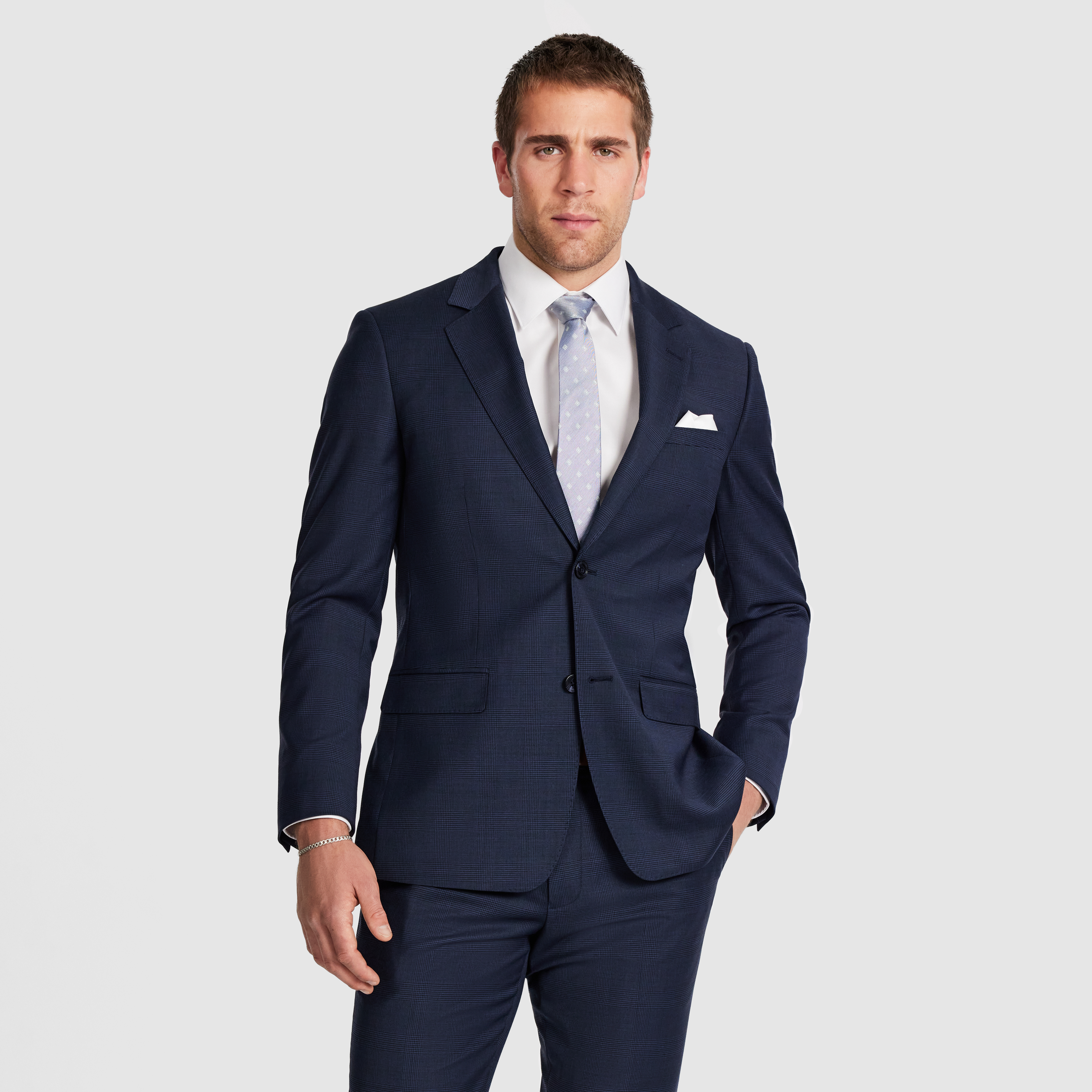  Navy Ty Slim Check Wool Suit