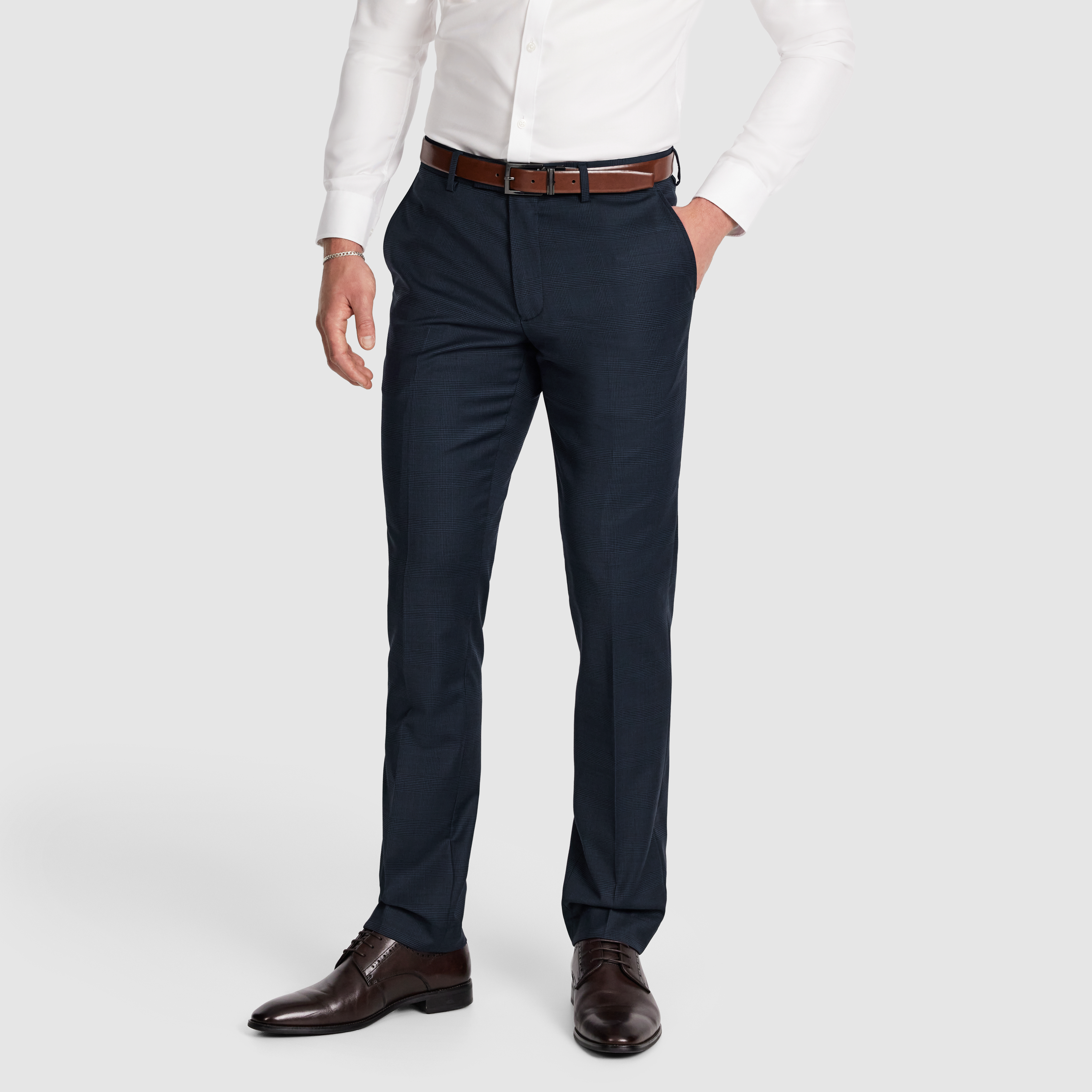  Navy Ty Slim Check Wool Suit