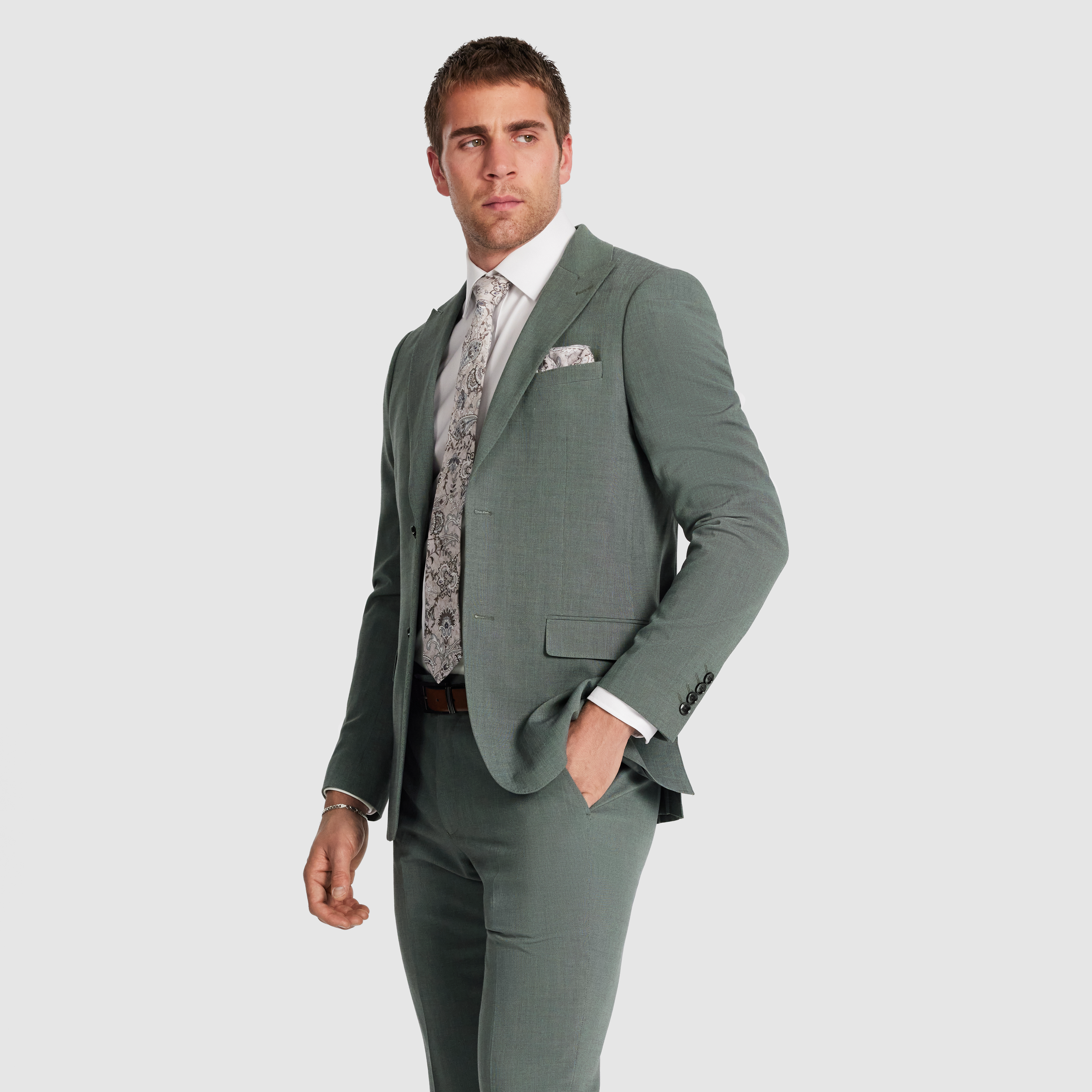 Mid Green Eli Slim Suit Jacket