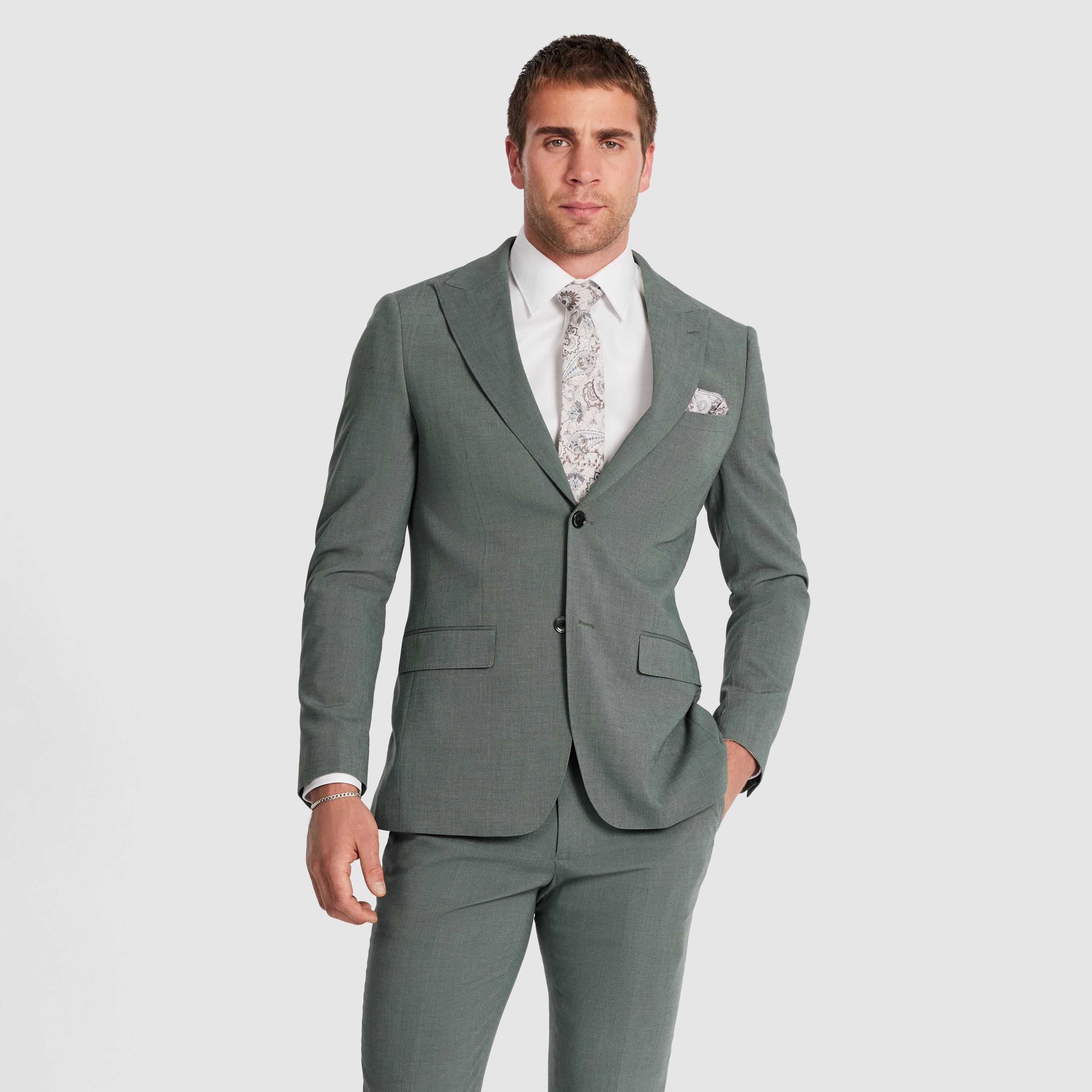 Mid Green Eli Slim Suit