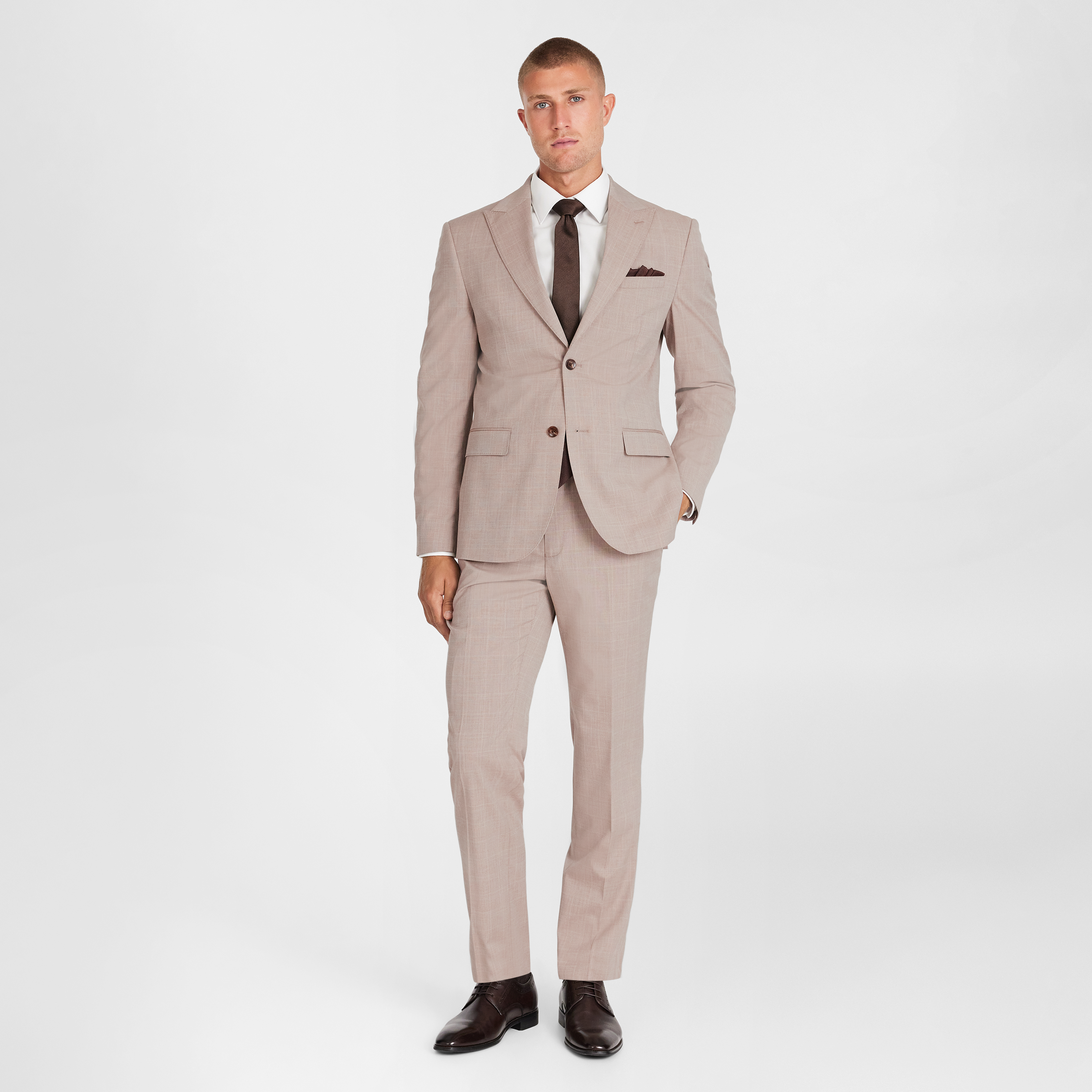 Natural Arden Regular Check Suit