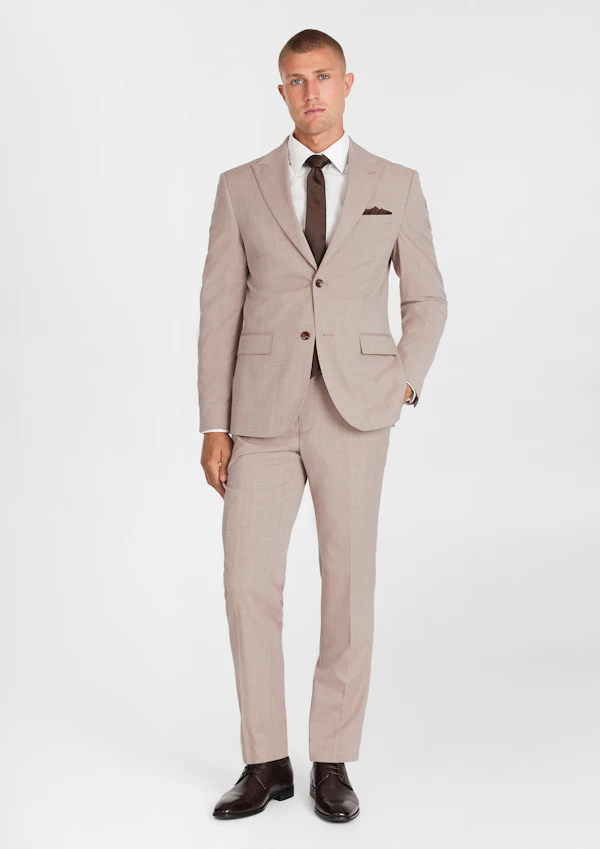 Natural Arden Regular Check Suit