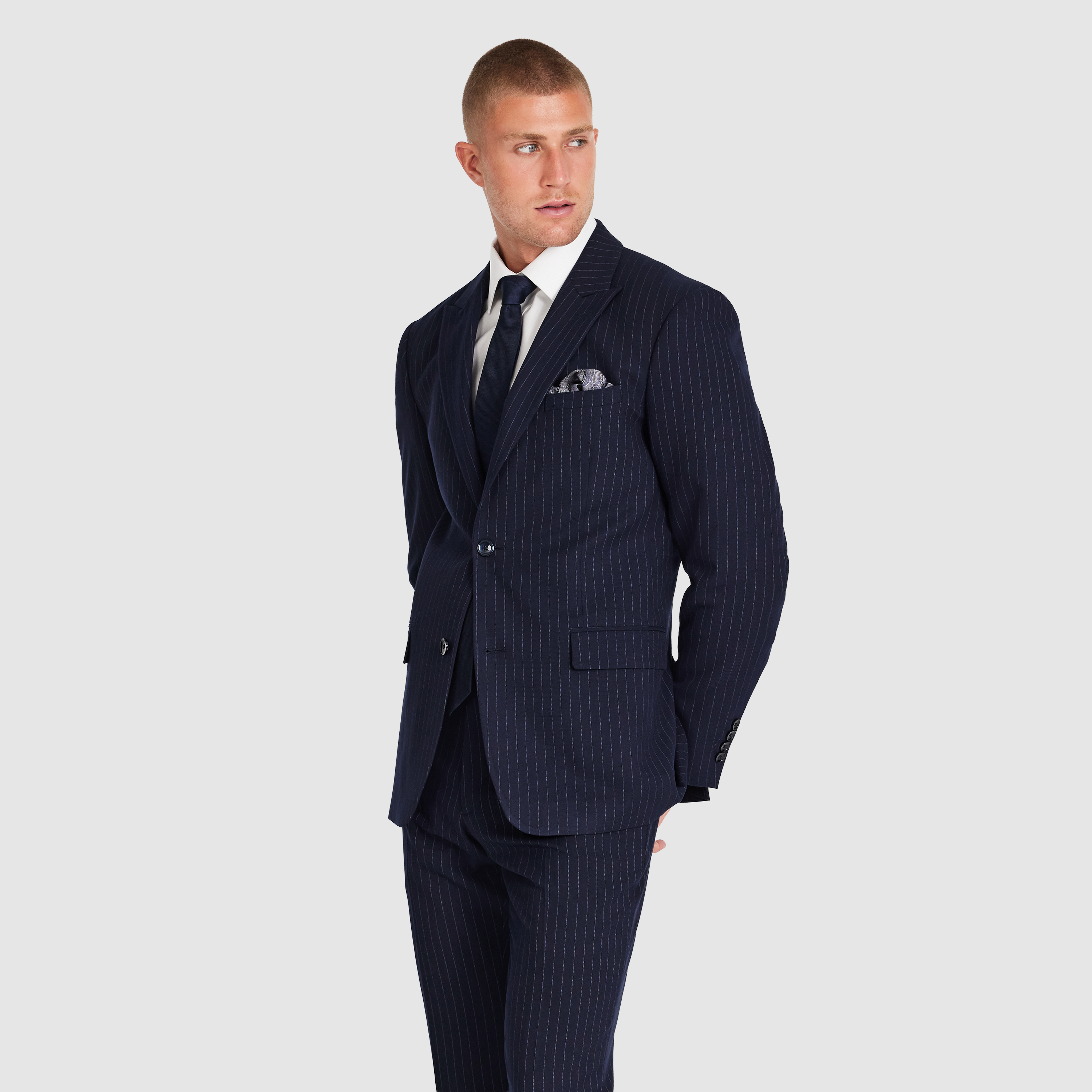 Navy Valor Pinstripe Suit Jacket