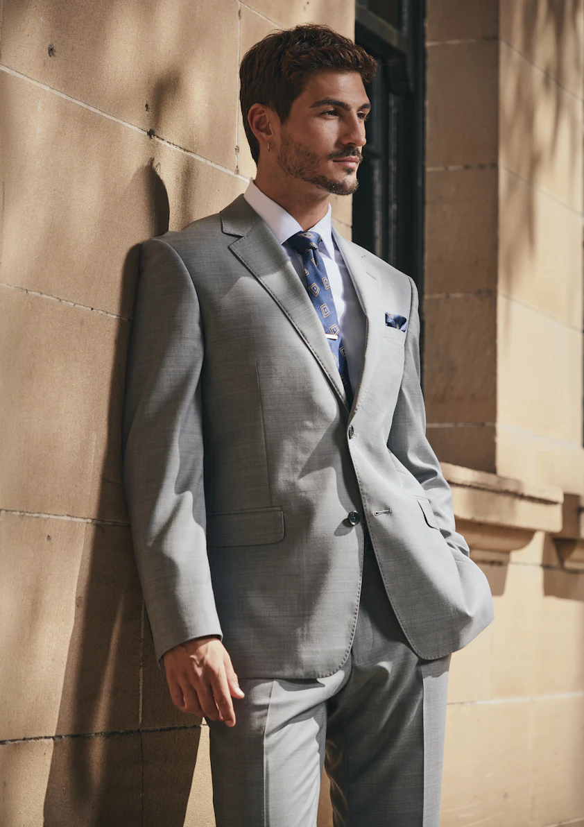 Mid Grey Knight Wool Suit Jacket
