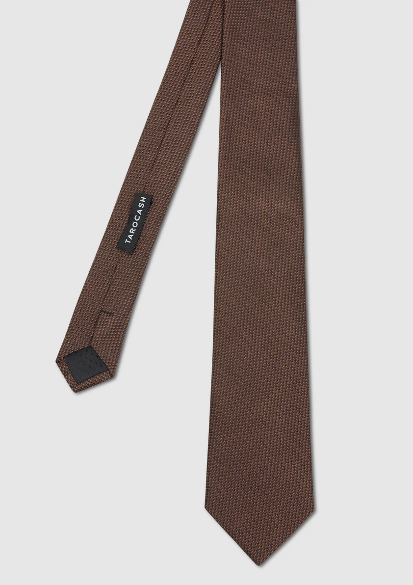 Brown Norfolk Texture Silk Tie