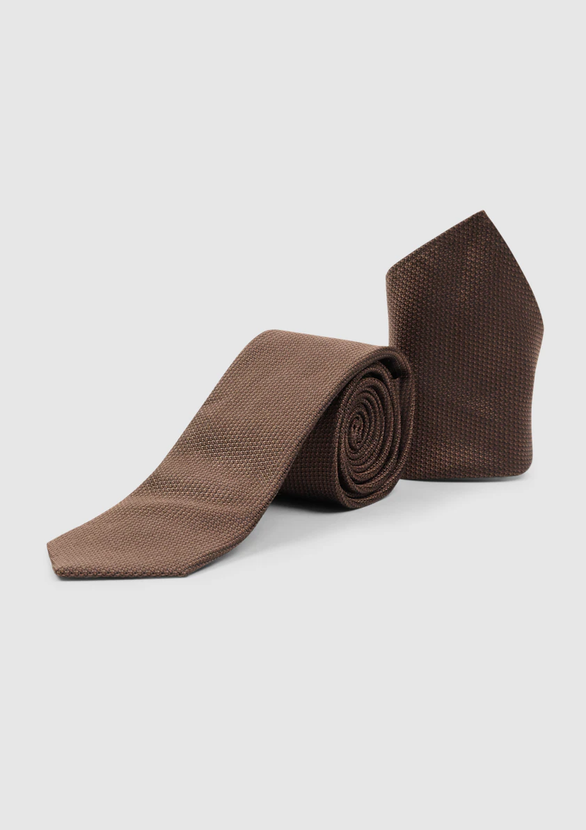 Brown Norfolk Texture Silk Tie