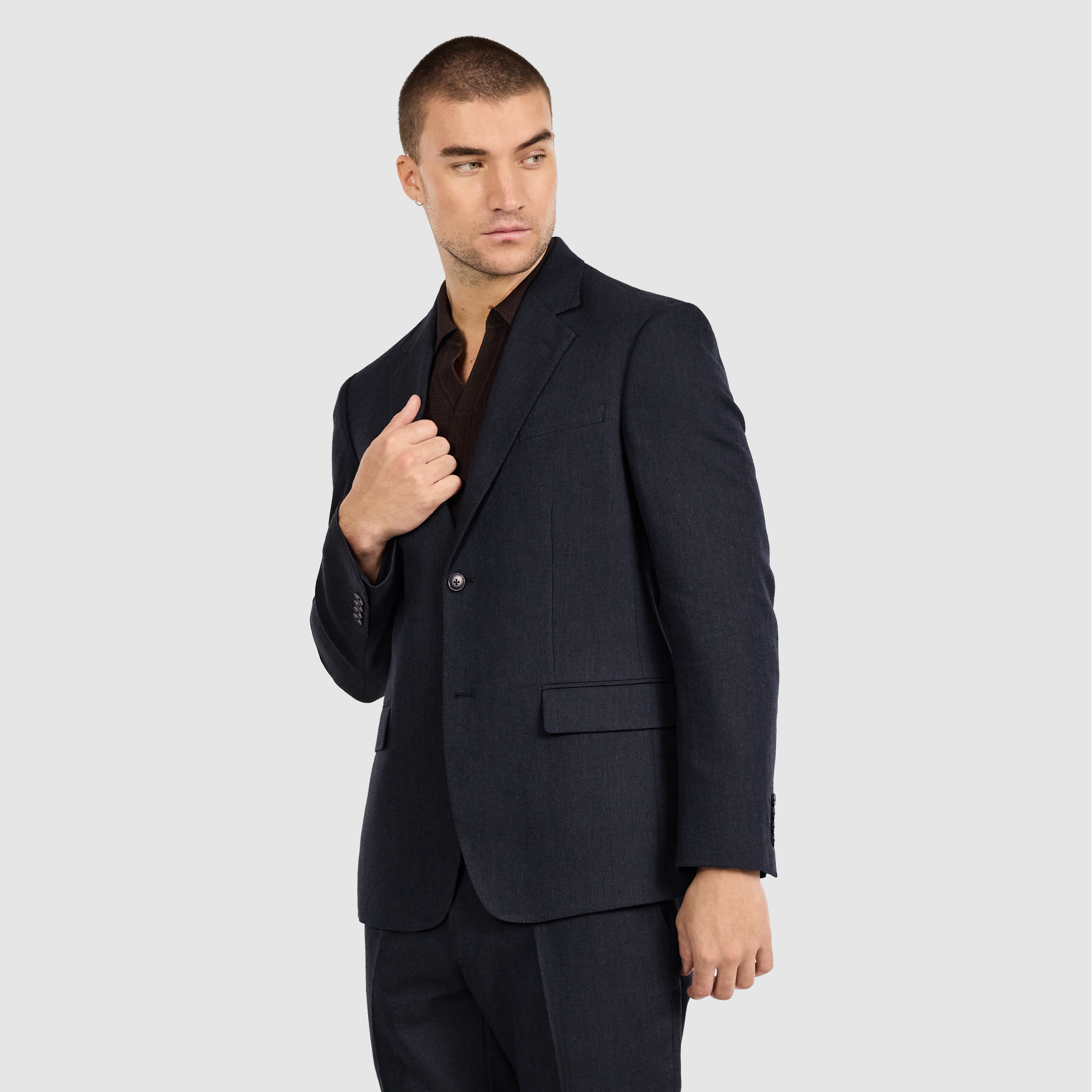 Navy Brixton Stretch Linen Blazer
