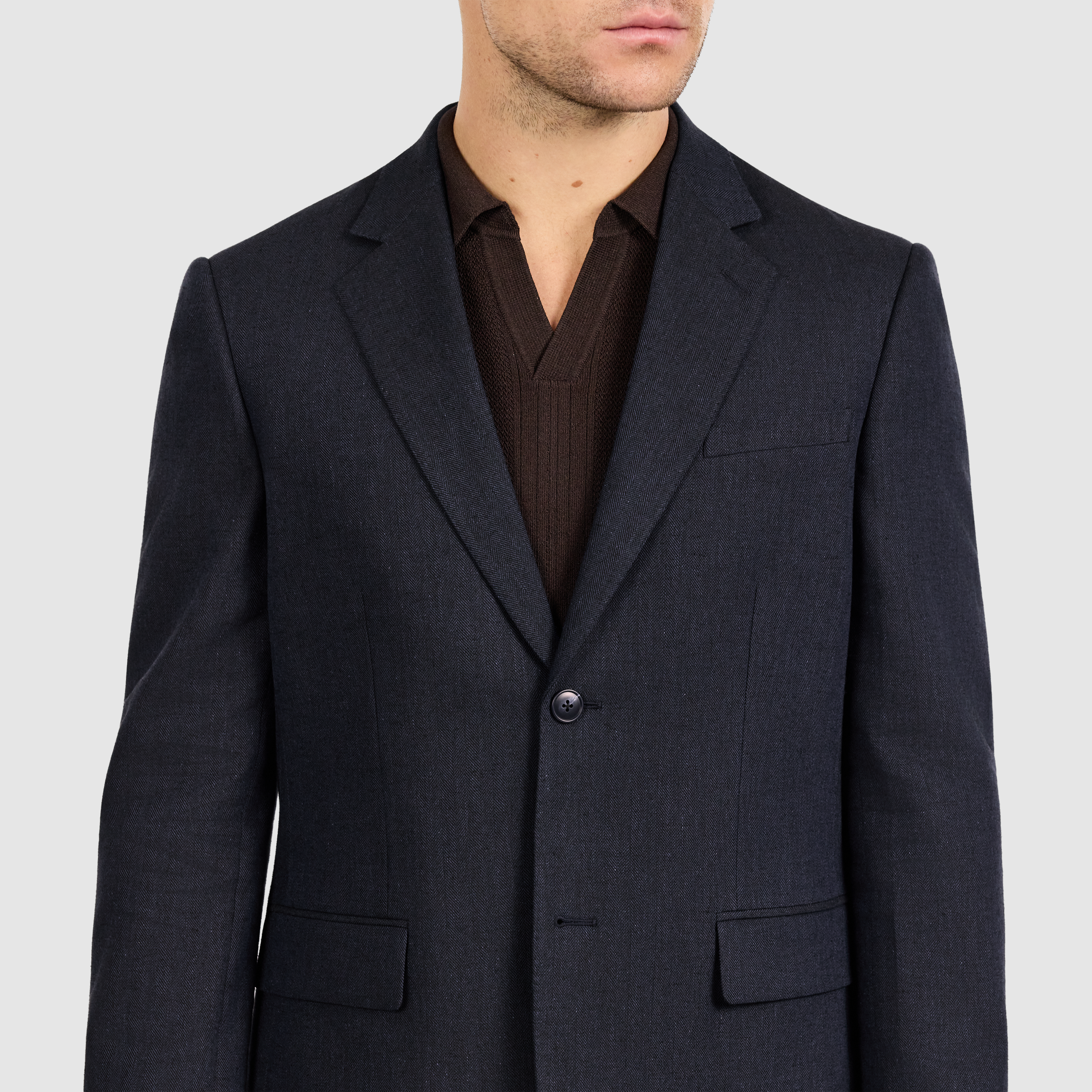 Navy Brixton Stretch Linen Blazer