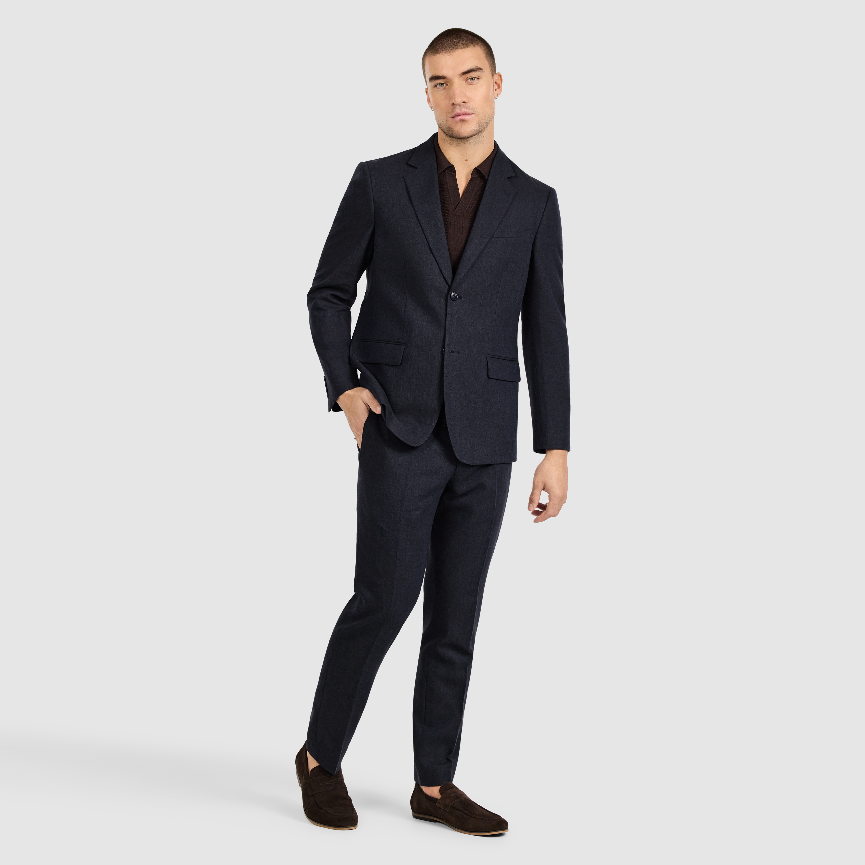 Navy Brixton Stretch Linen Blazer