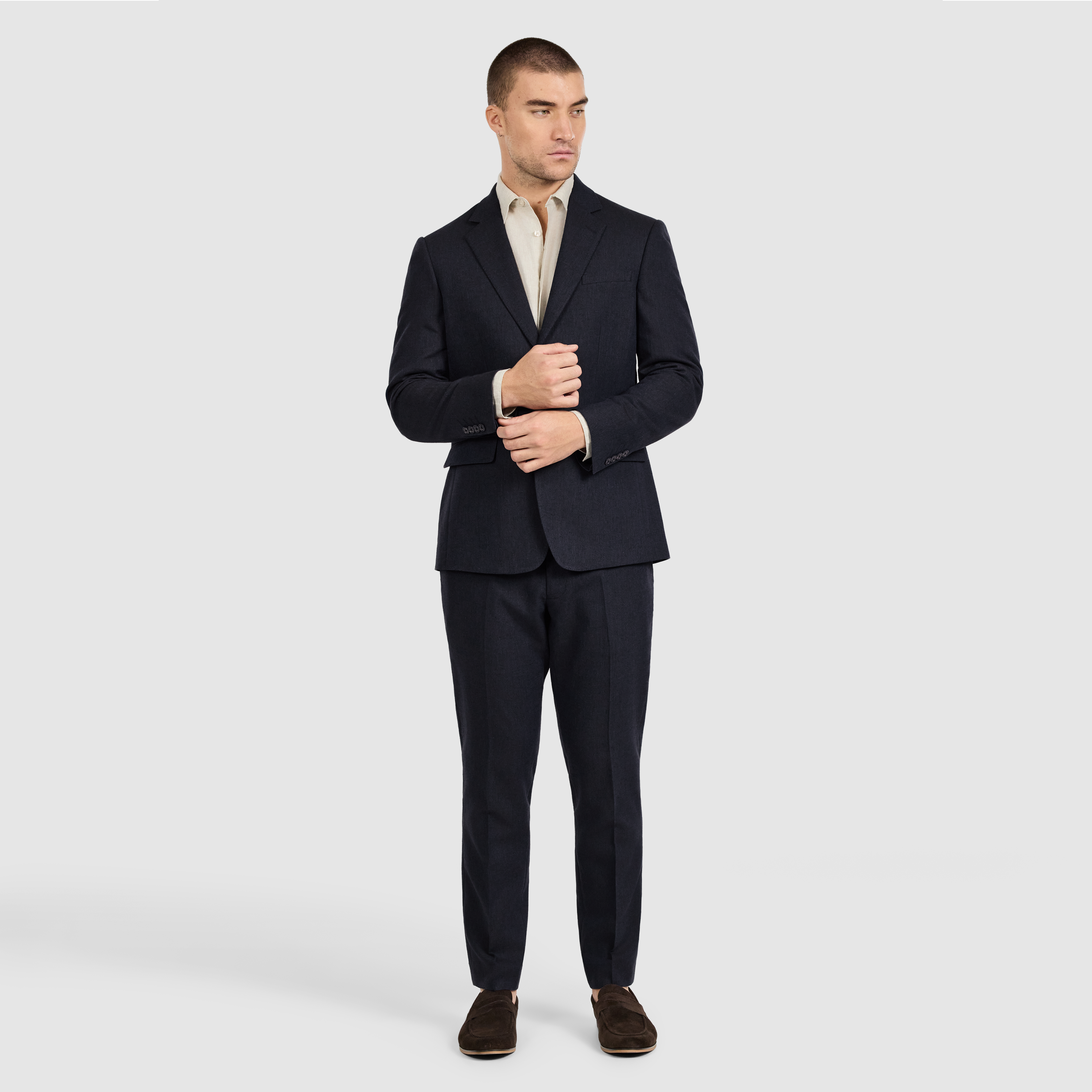 Navy Brixton Stretch Linen Blazer