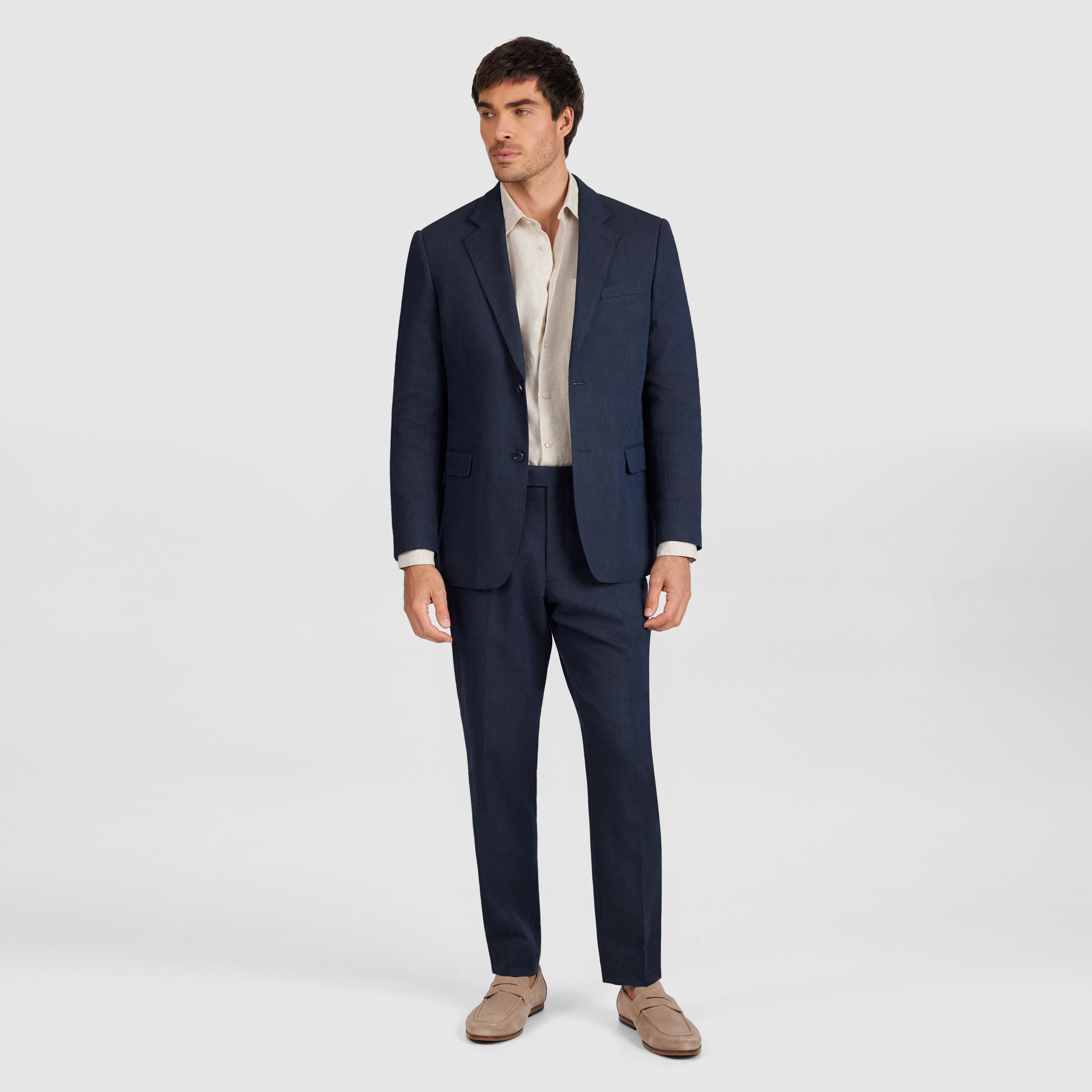 Navy Brixton Stretch Linen Blend Suit