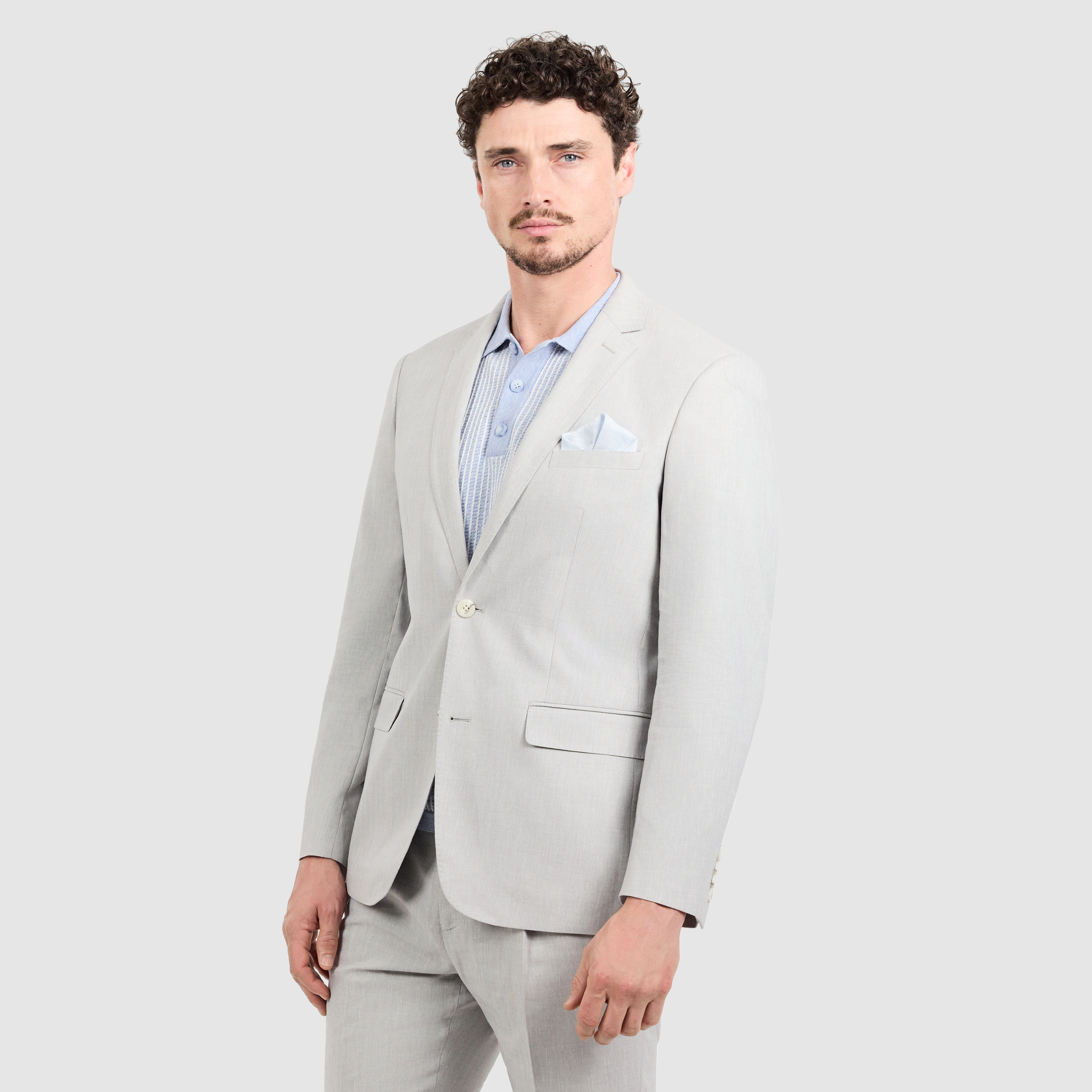 Silver Drift Stretch Linen Blazer