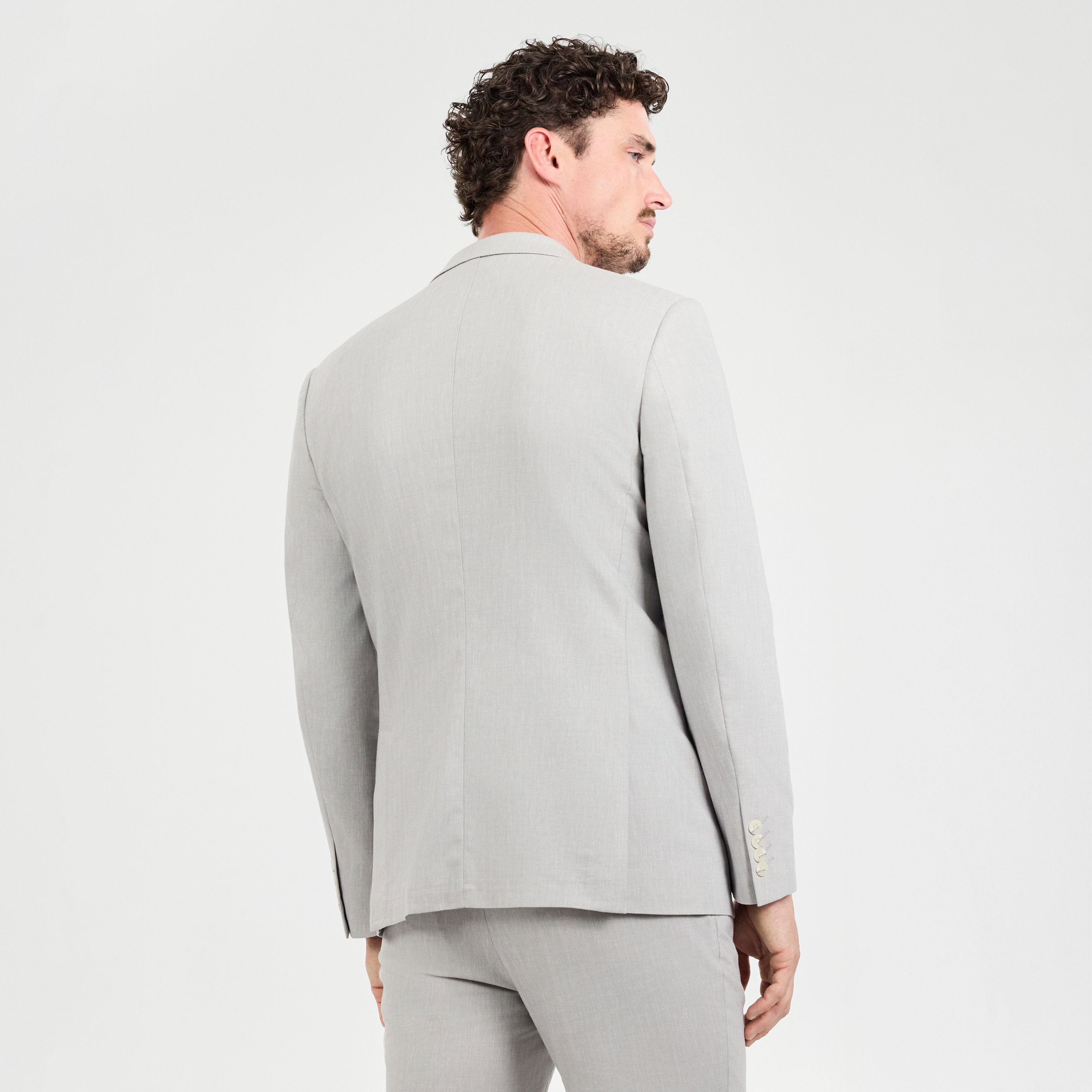 Silver Drift Stretch Linen Blazer