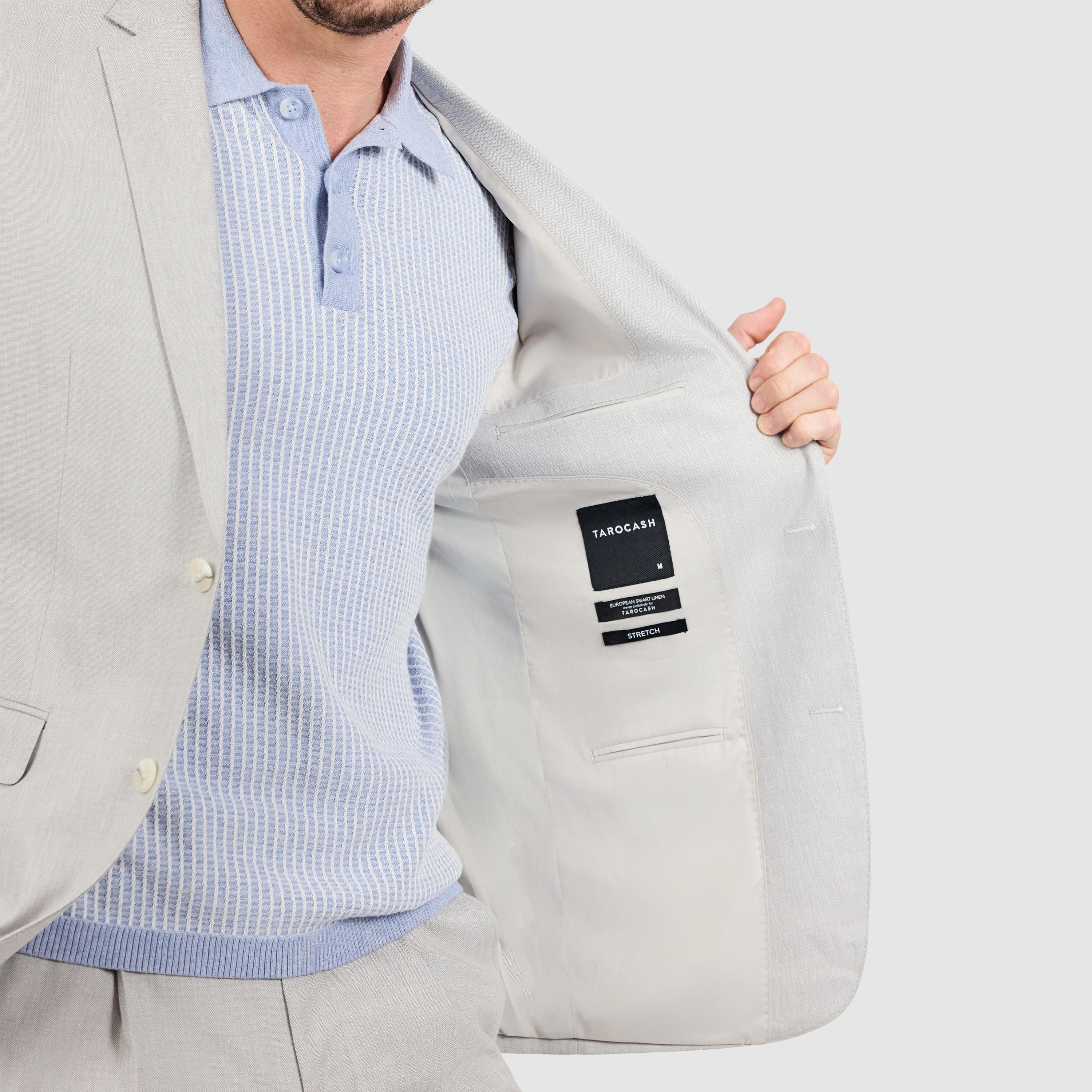 Silver Drift Stretch Linen Blazer