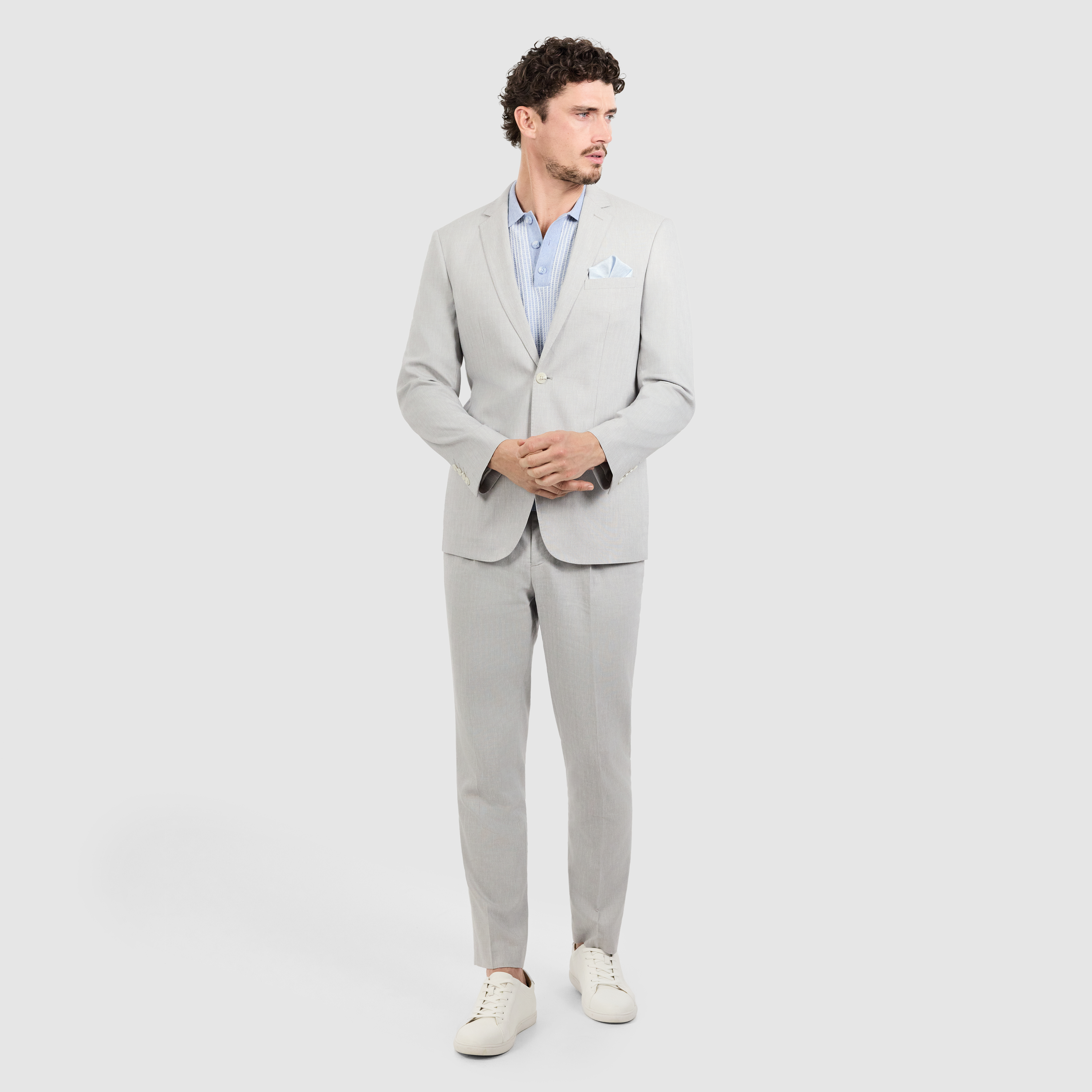 Silver Drift Stretch Linen Blazer