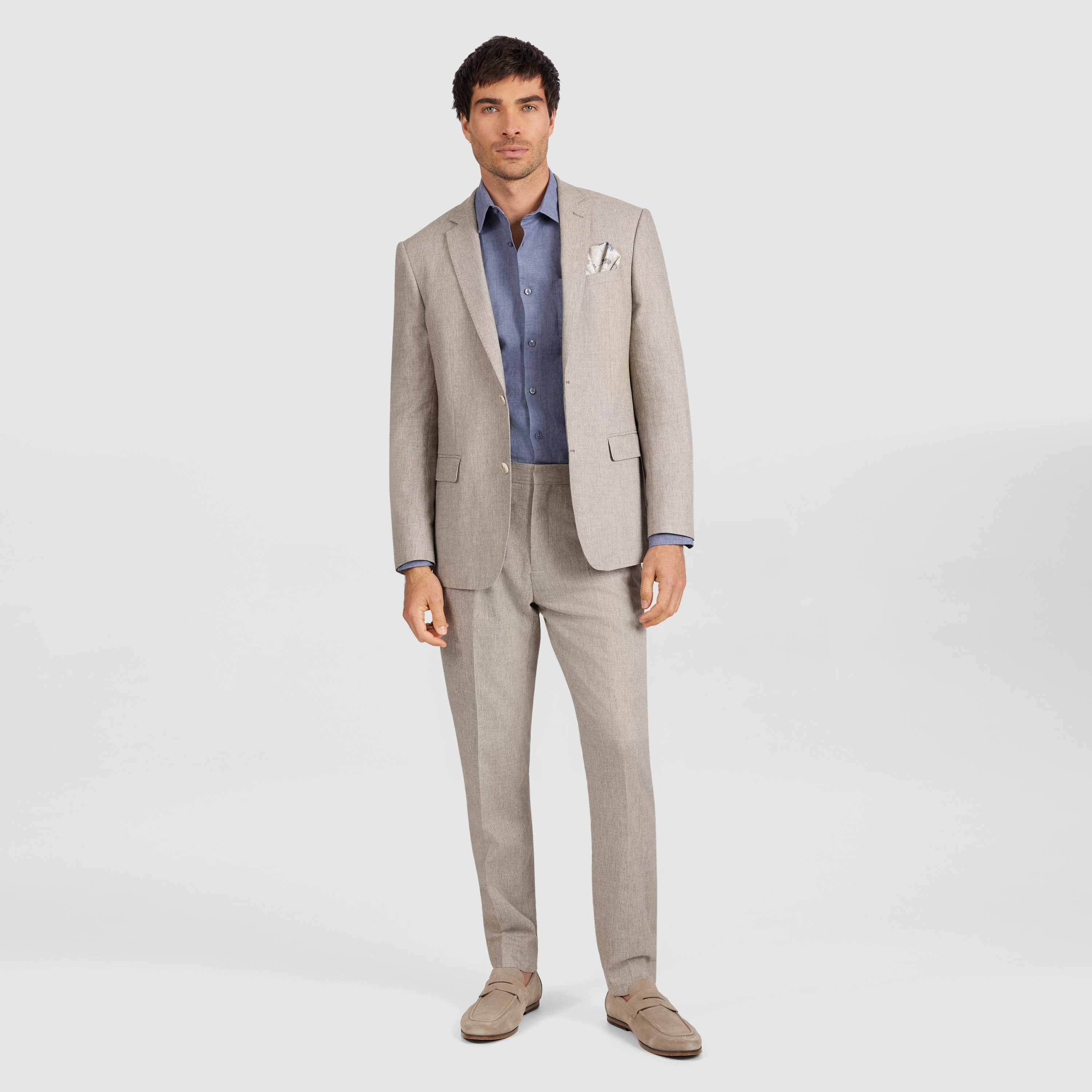 Natural Cove Stretch Linen Blend Suit