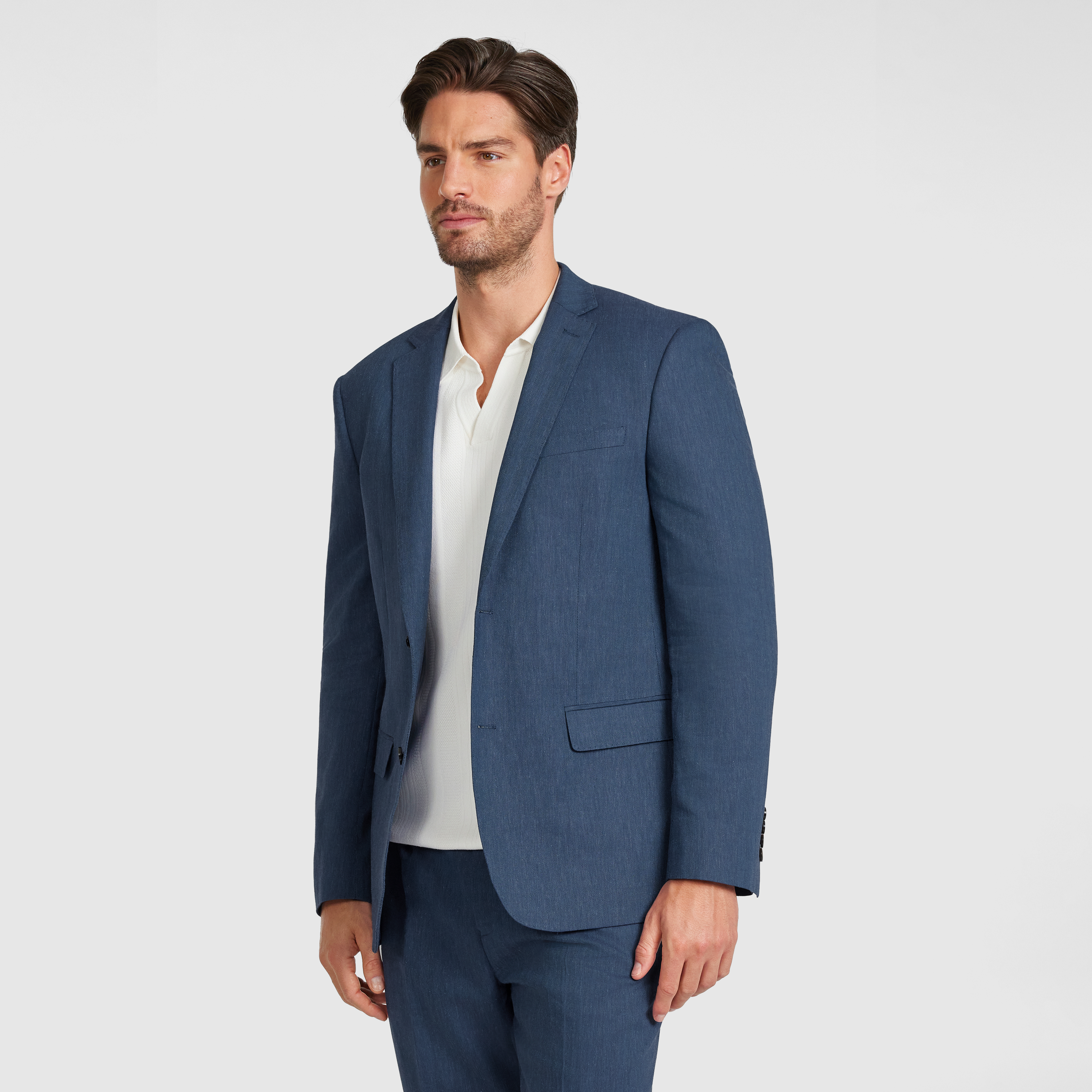 Mid Blue Palisade Stretch Linen Blazer