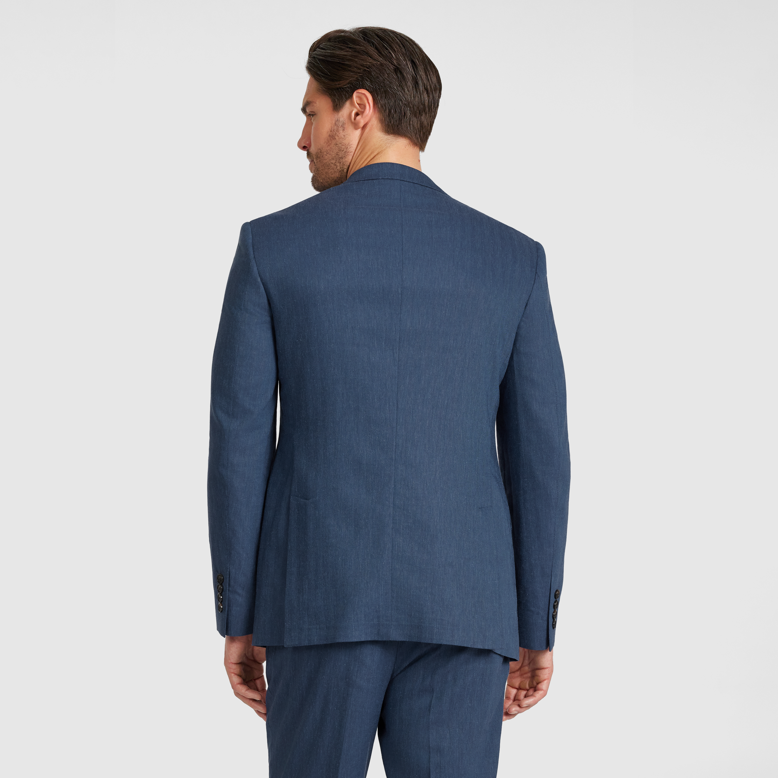 Mid Blue Palisade Stretch Linen Blazer