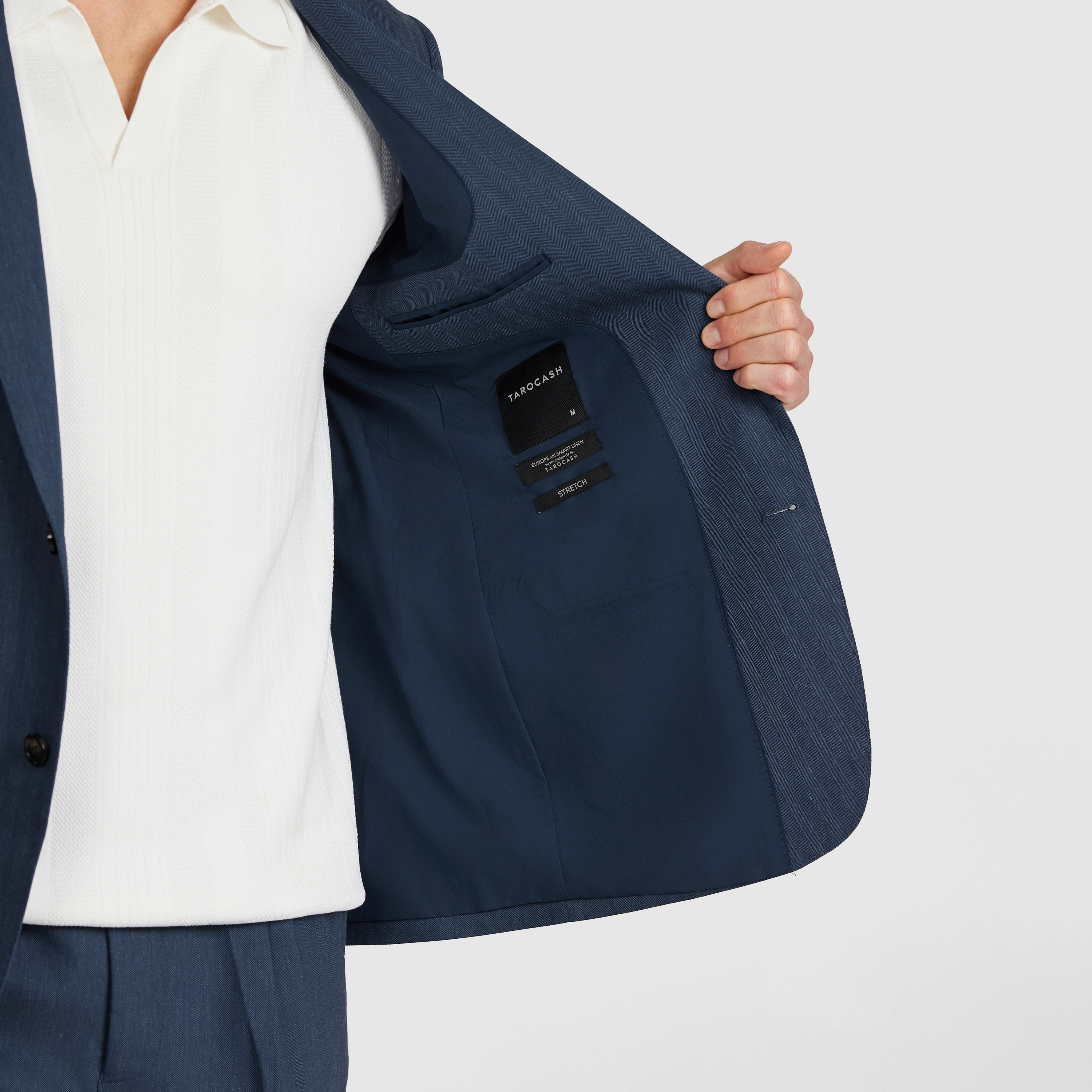 Mid Blue Palisade Stretch Linen Blazer