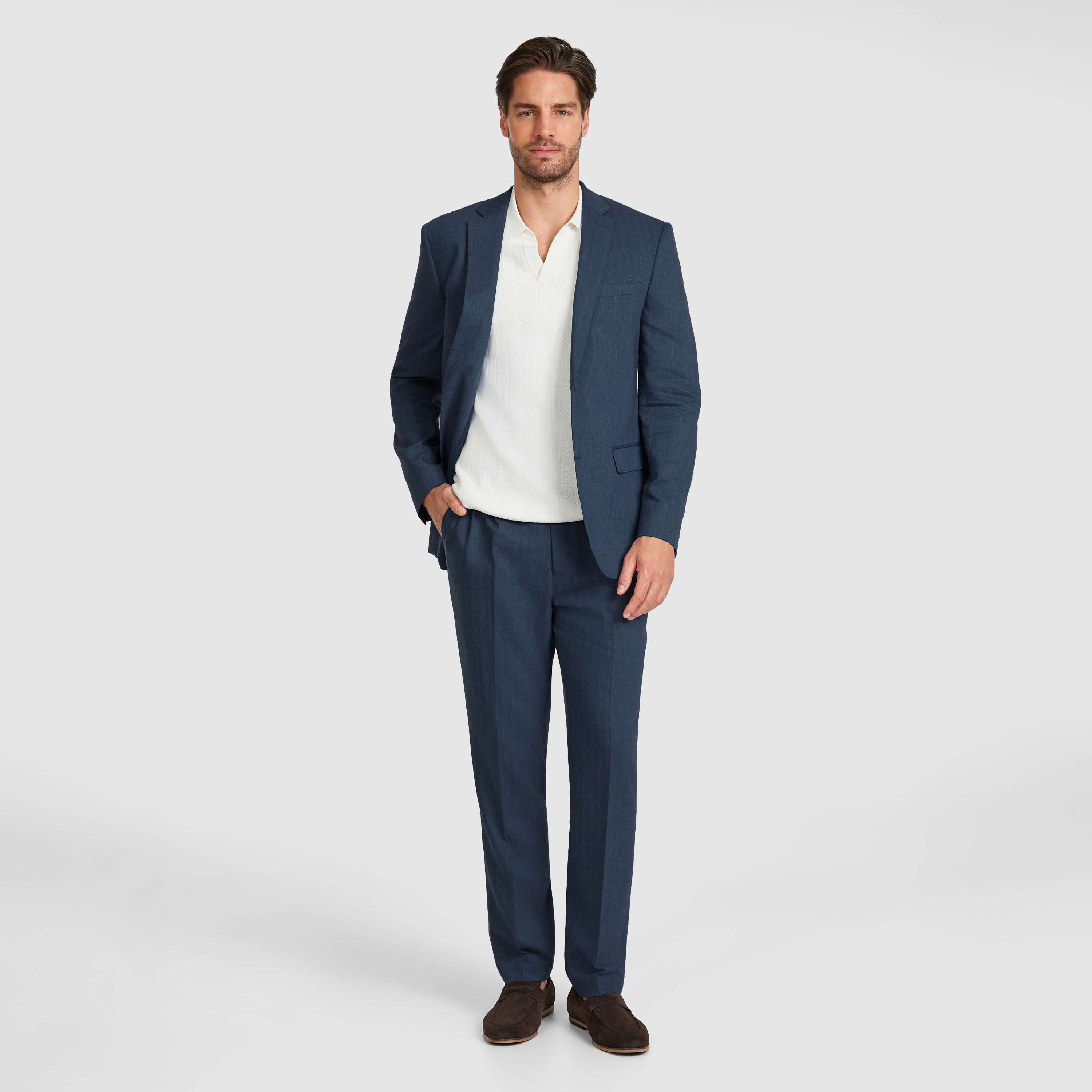 Mid Blue Palisade Stretch Linen Blazer