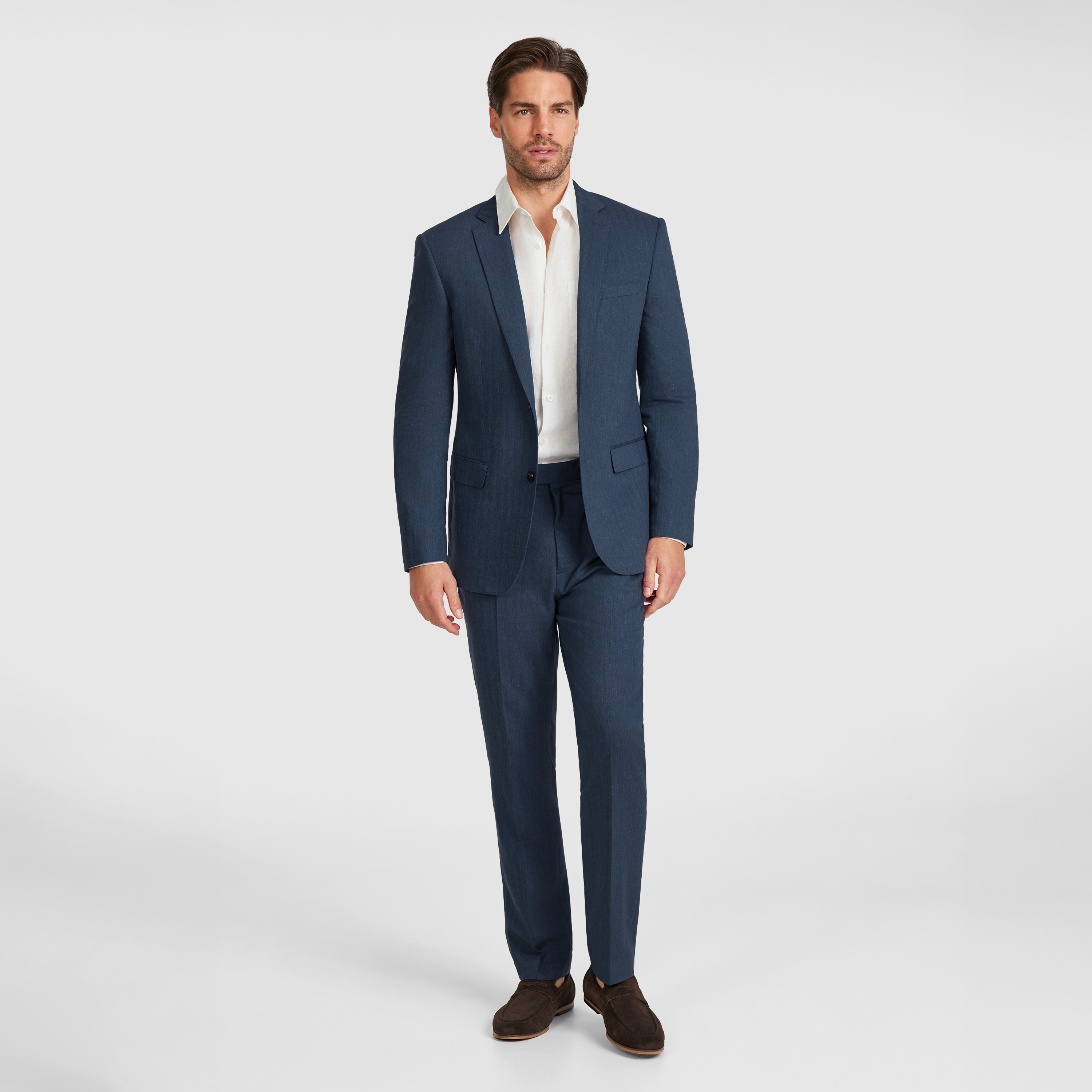 Mid Blue Palisade Stretch Linen Blazer