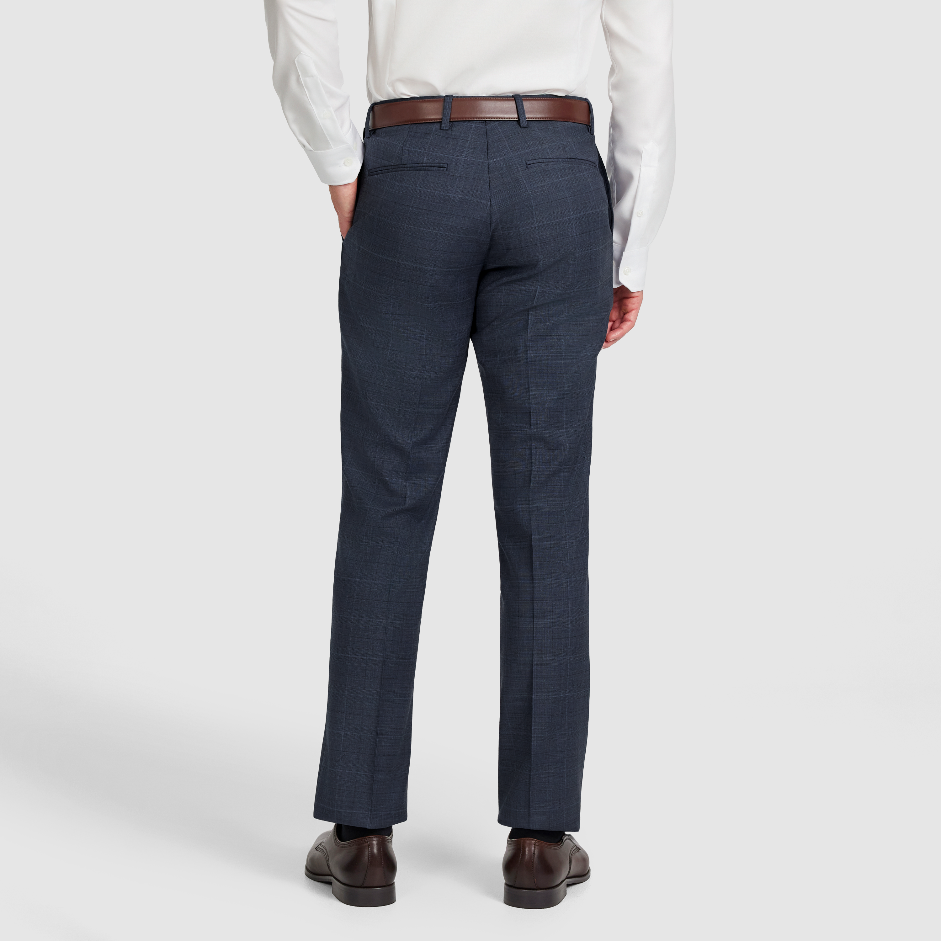 Mid Blue Lumen Check Wool Pant