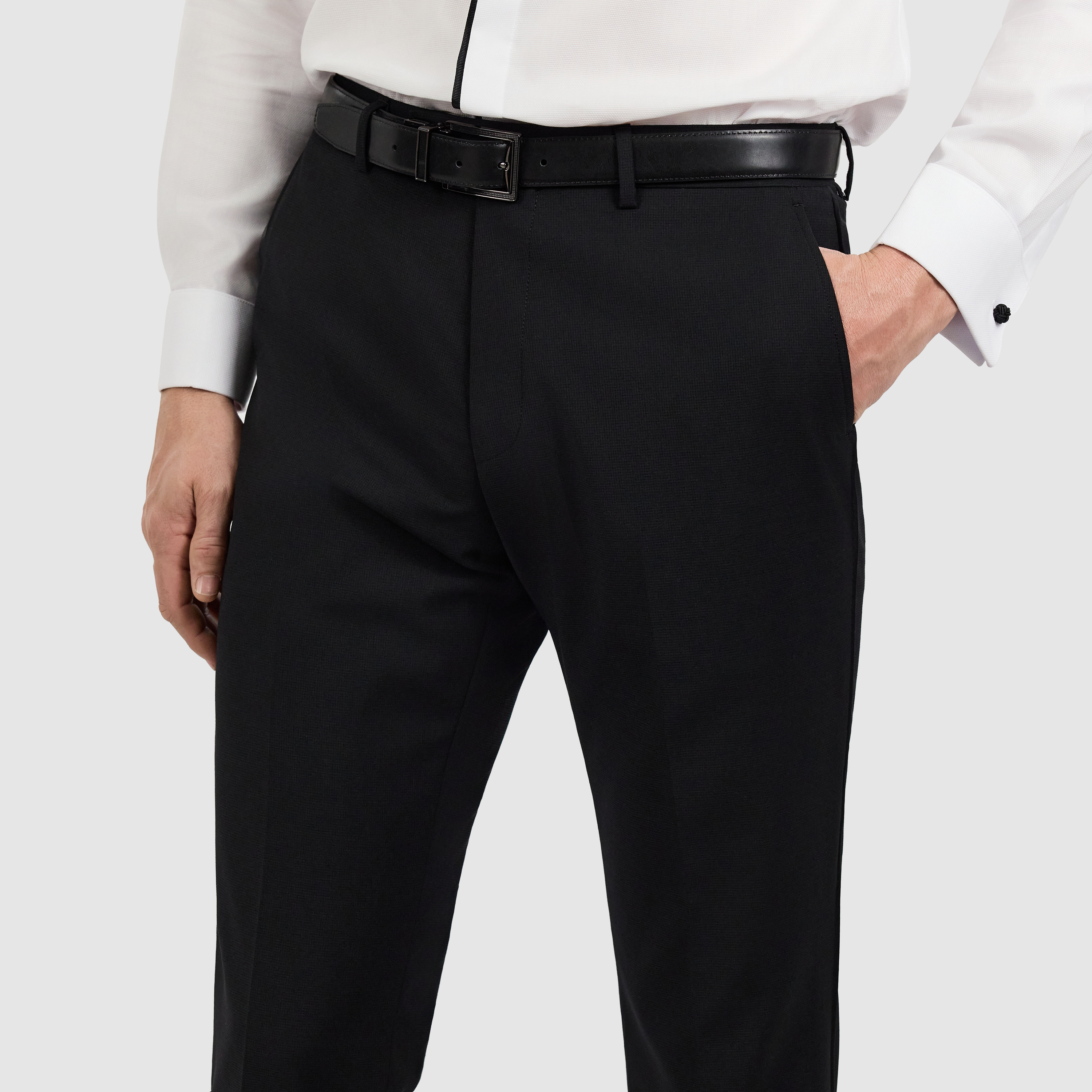 Black Titan Wool Tuxedo Pant