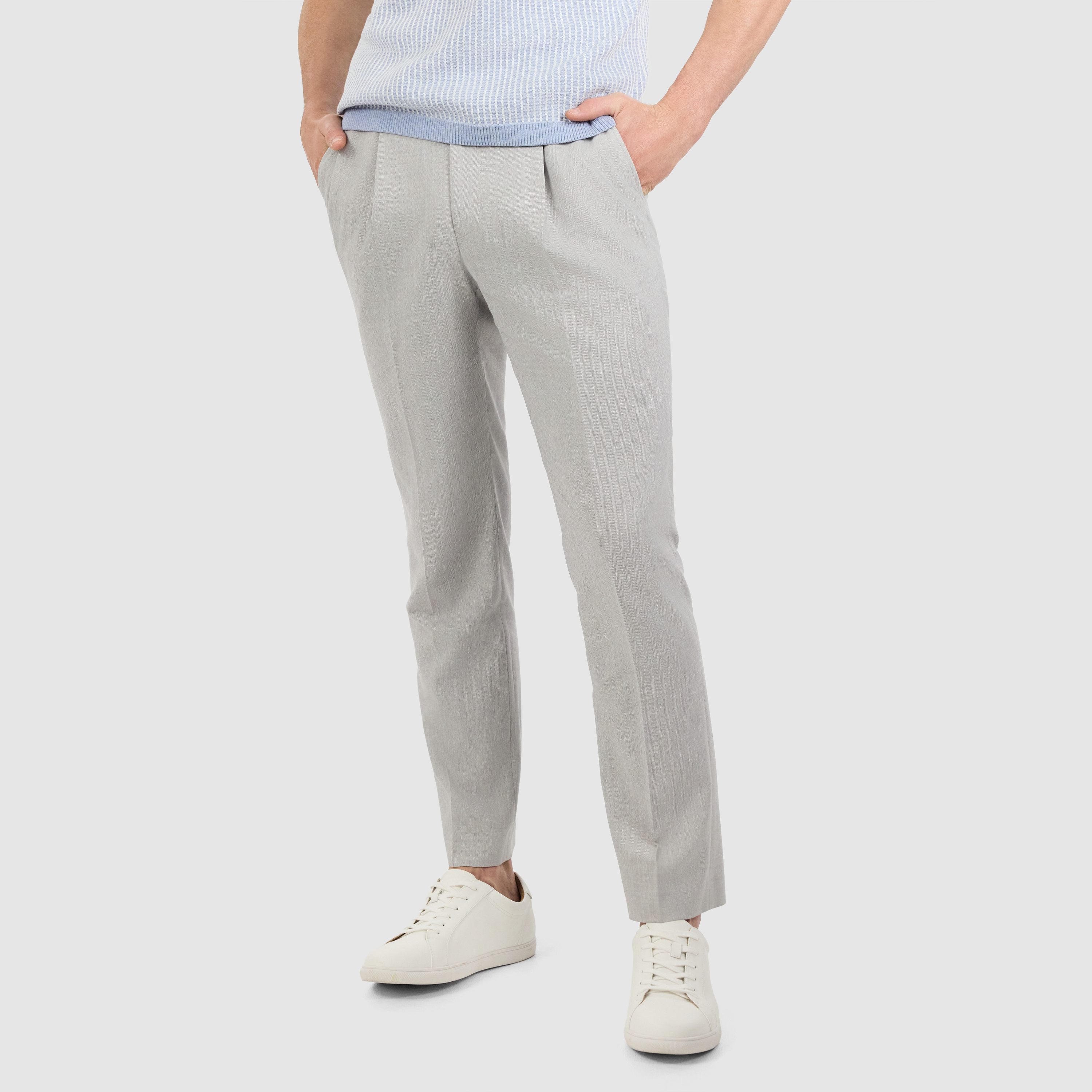 Silver Drift Pleat Linen Pant