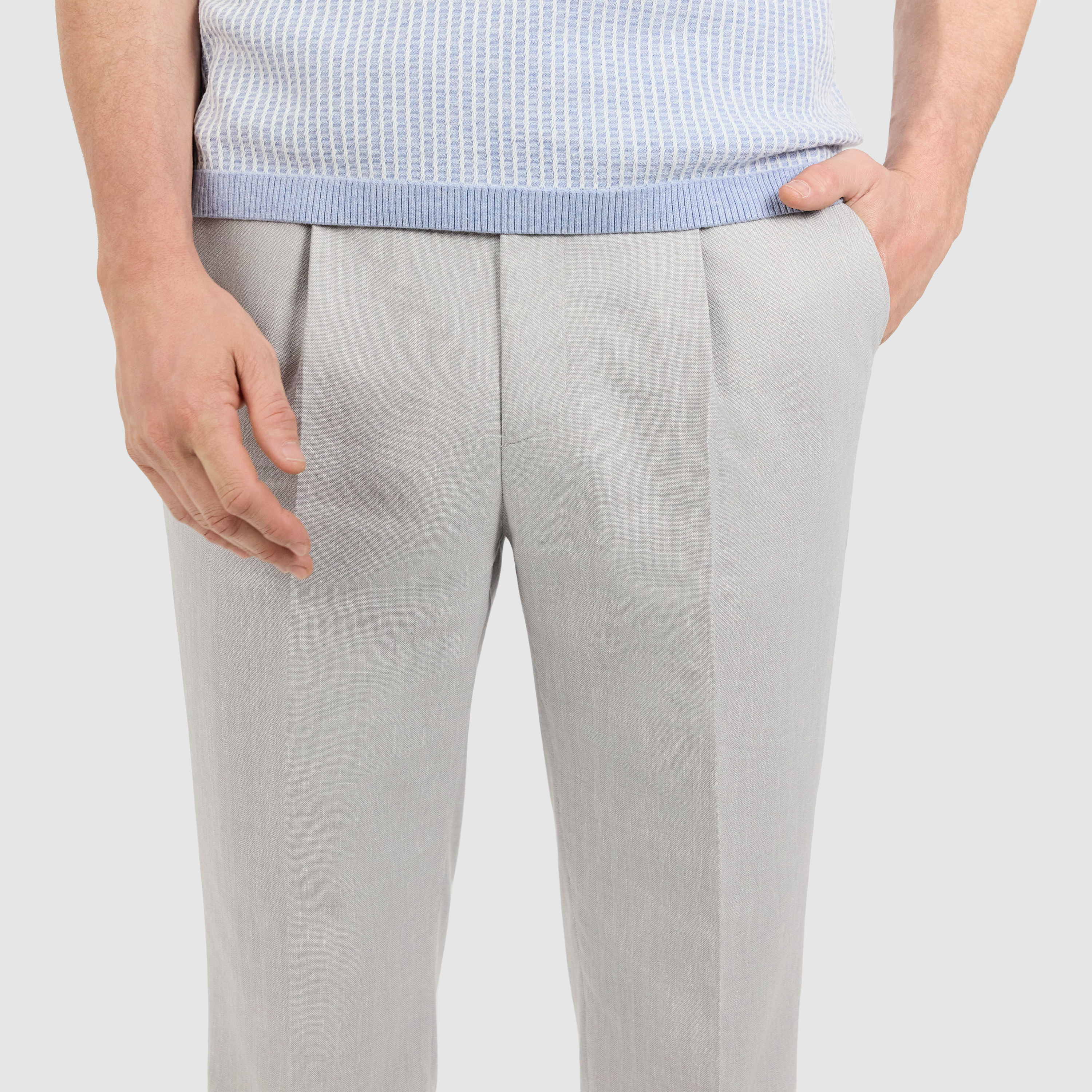 Silver Drift Pleat Linen Pant