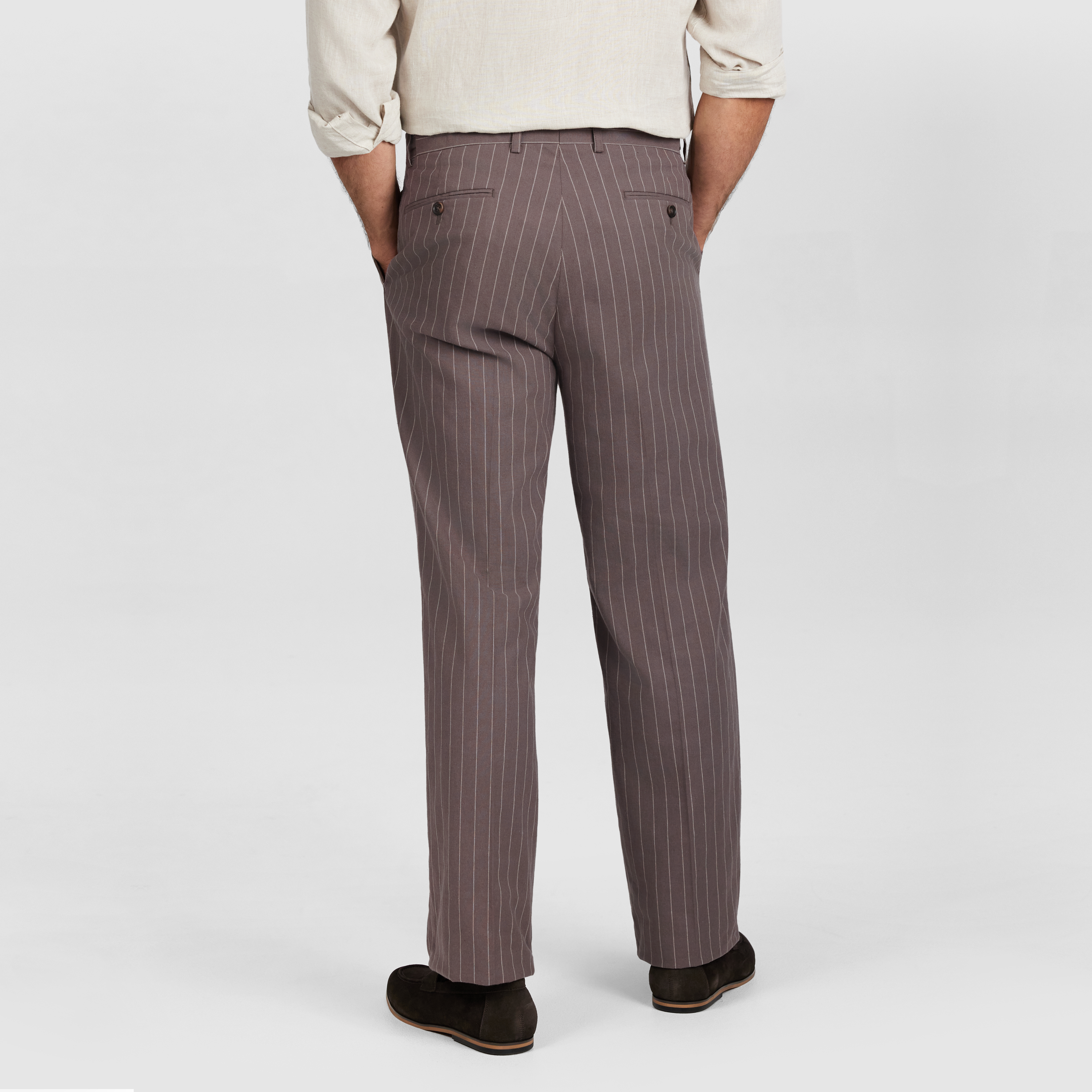 Mocha Linea Pinstripe Pleat Pant