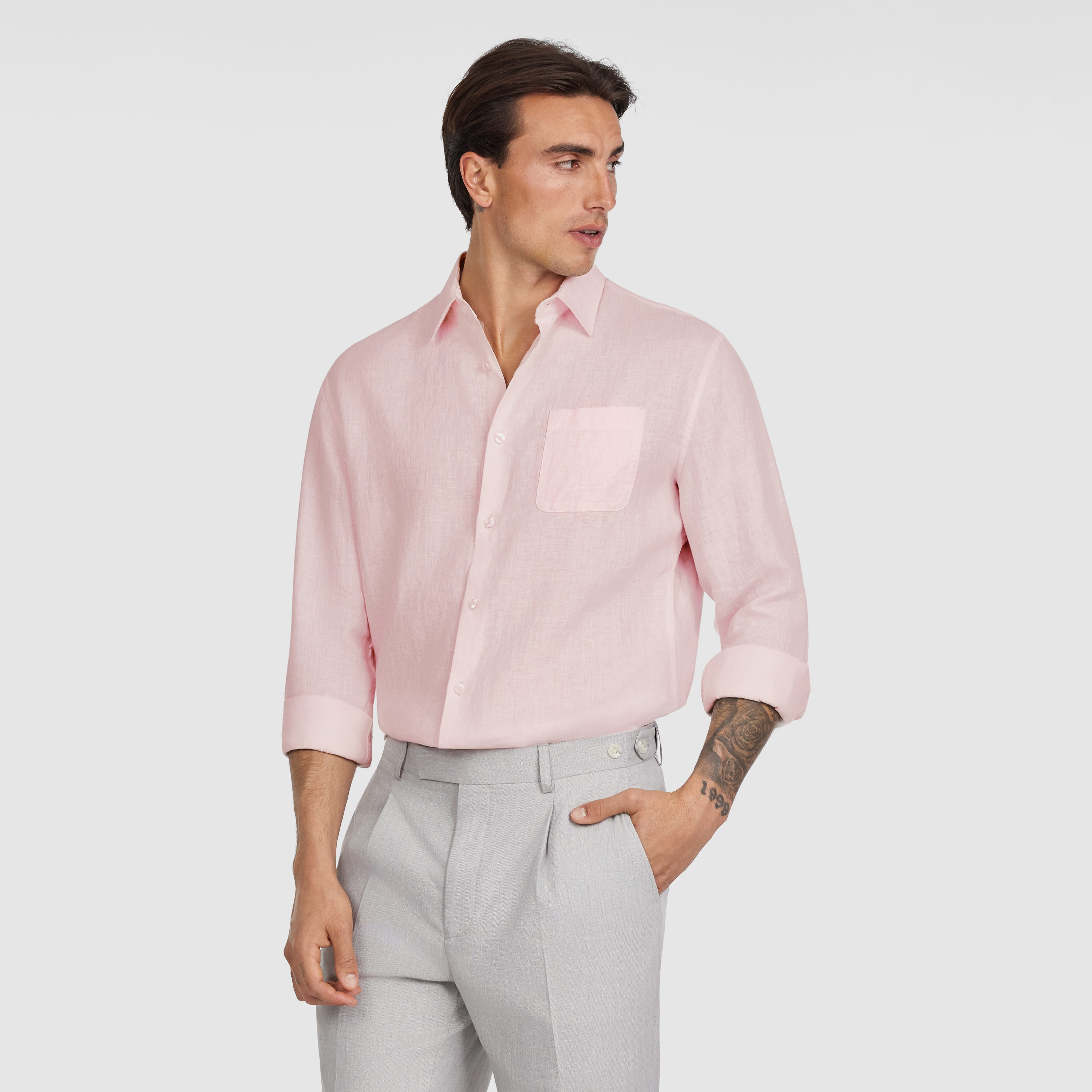 Light Pink Hamilton Pure Linen Shirt