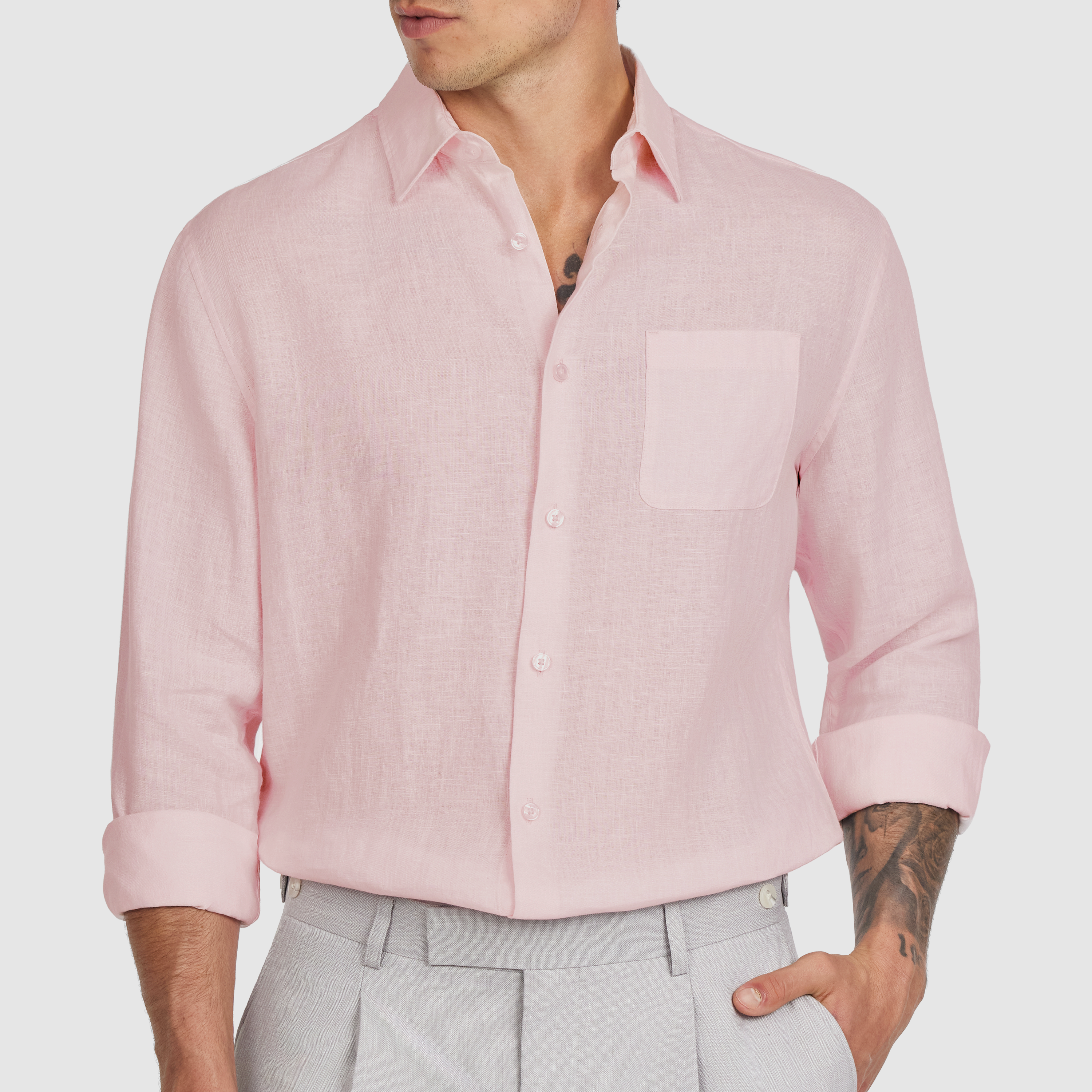 Light Pink Hamilton Pure Linen Shirt