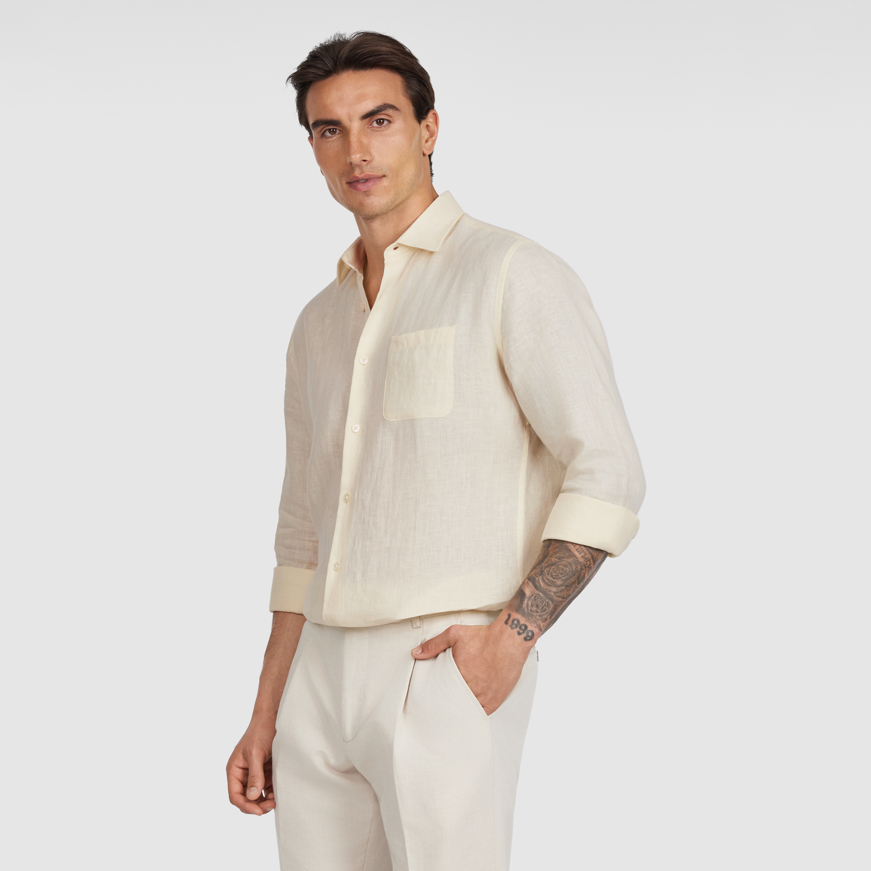 Light Yellow Hamilton Pure Linen Shirt