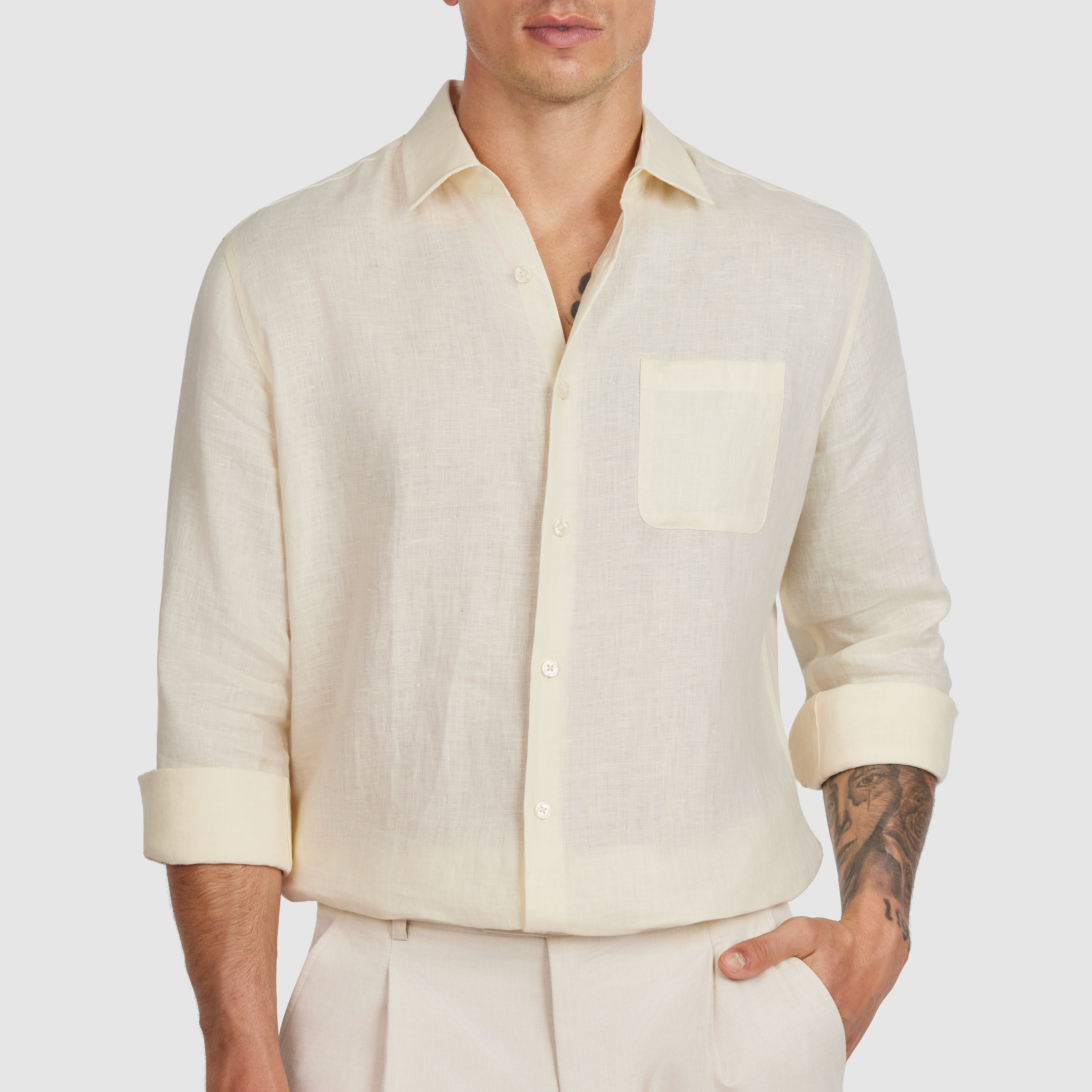Light Yellow Hamilton Pure Linen Shirt