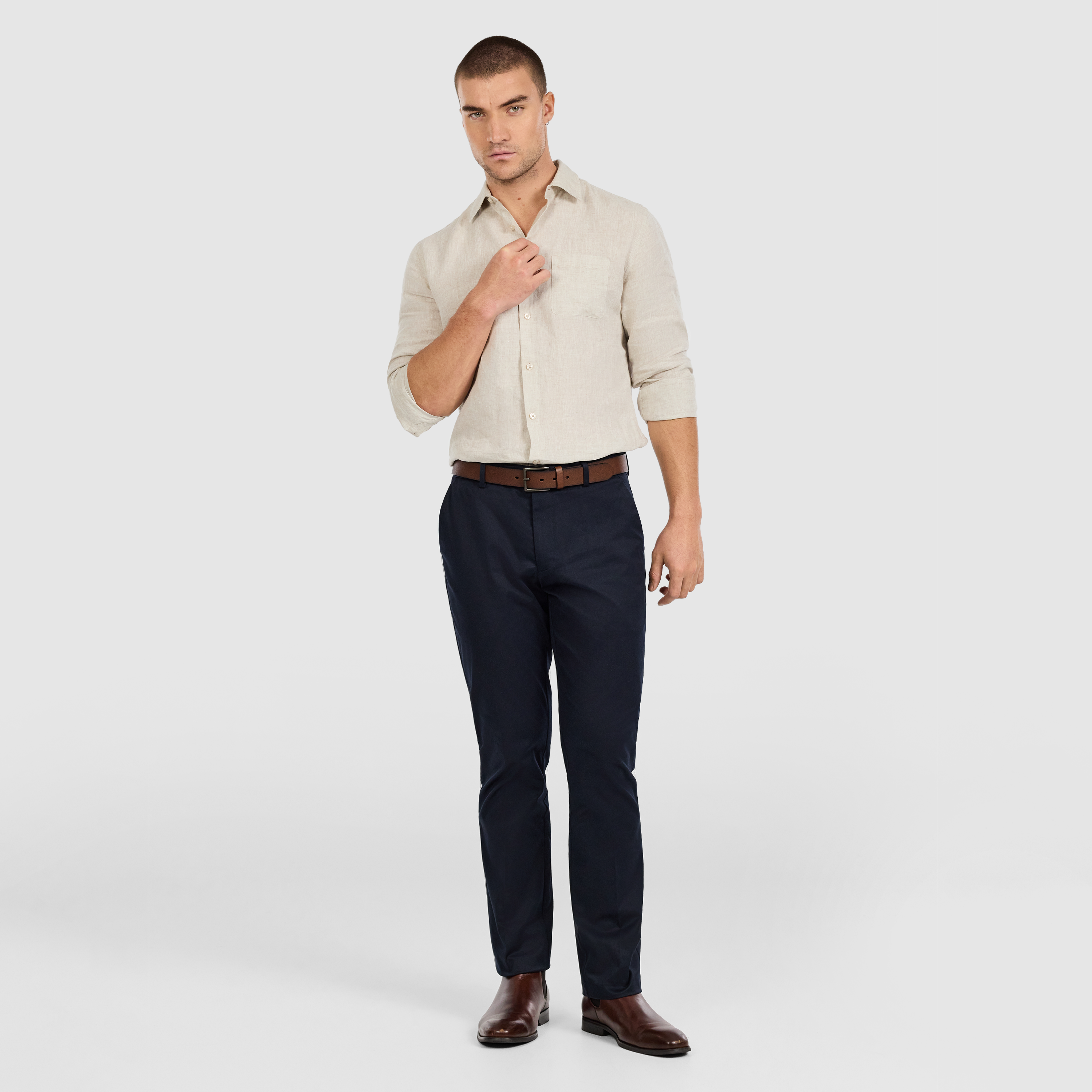Neutral Hamilton Pure Linen Shirt