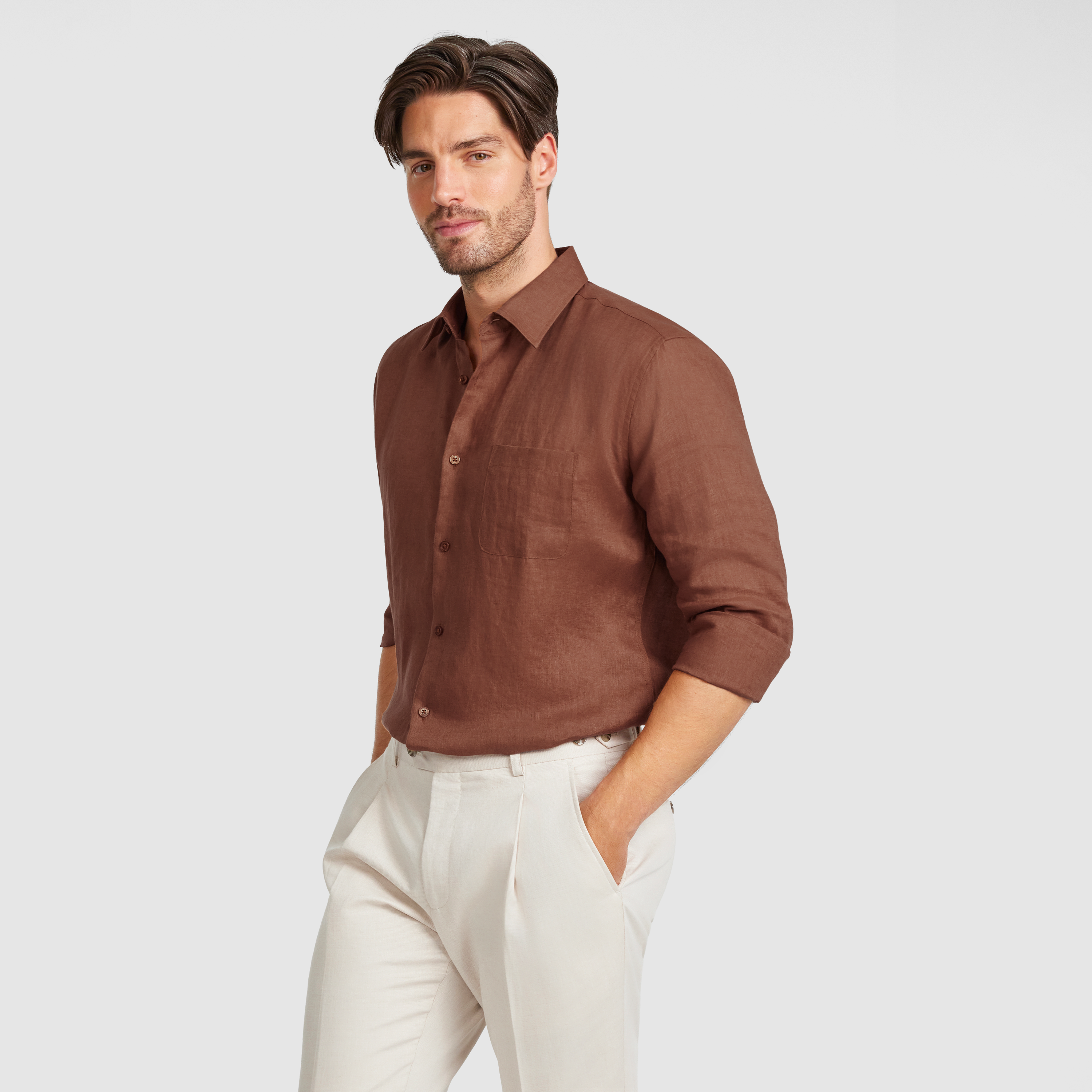 Rust Hamilton Pure Linen Shirt